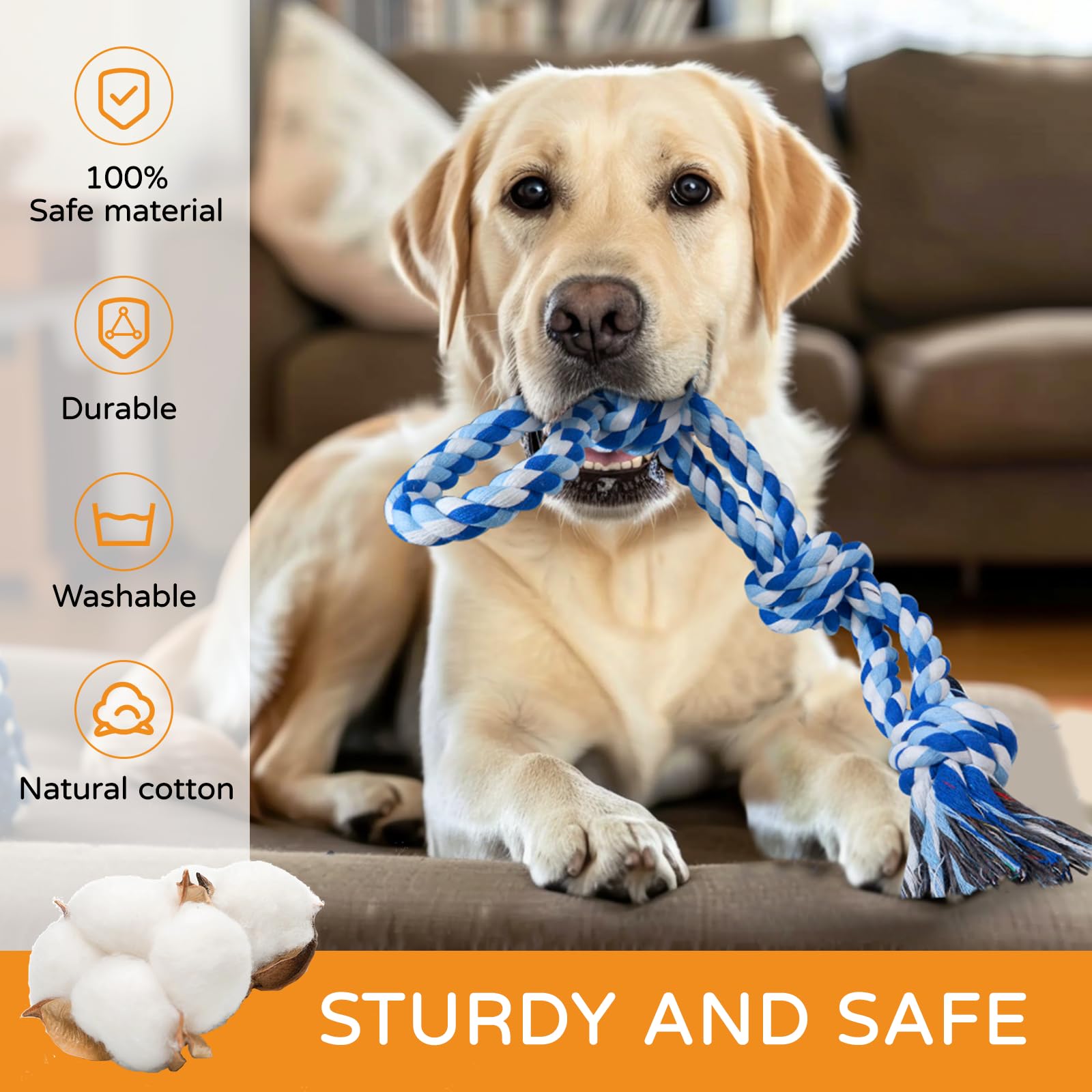 Tlazz 2 Pack Dog Rope Toys For Medium Large Breed, Nearly Indestructible Dog Chew Toys For Aggressive Chewers, Teeth Cleaning Ch