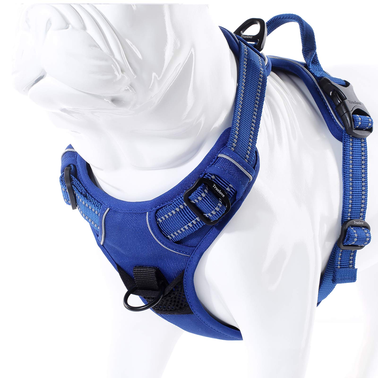 JUXZH Truelove No Pull Dog Harness with Easy Control Handle and 2 Leash Attachments,Reflective Adjustable Pet Vest
