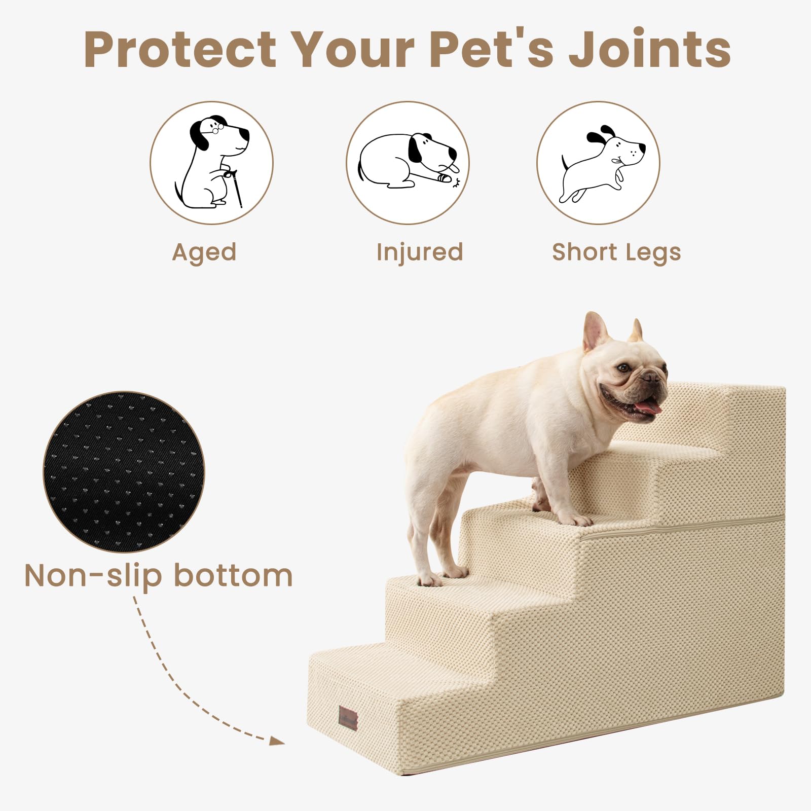 Aodisman Dog Stairs for High Bed 22.6 H,5-Step Dog Steps for Small Dogs and Cats,Indoor Non-Slip Balanced Pet Stairs are Suitabl