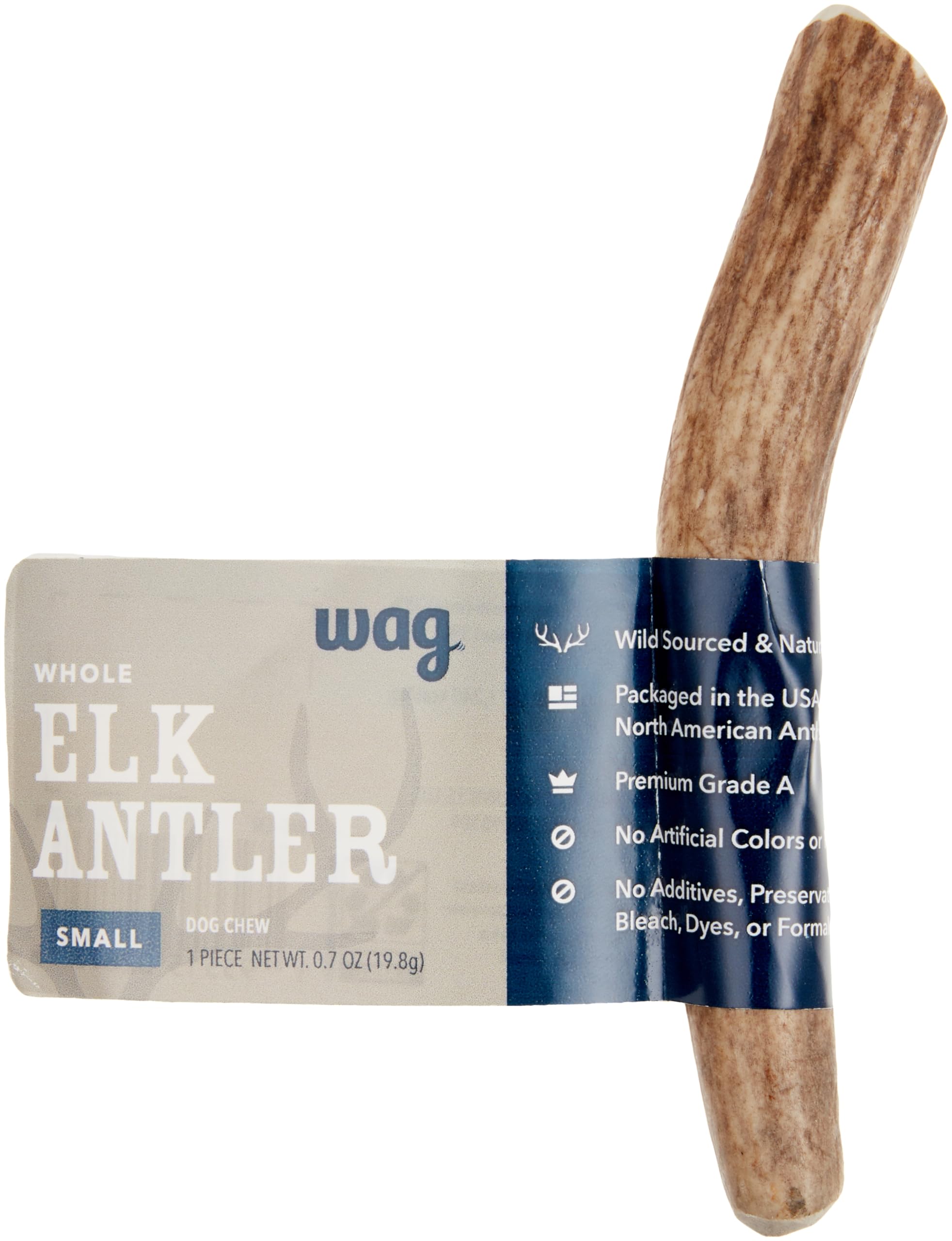 Amazon Brand - Wag Elk Antler - Whole - Long Lasting for Aggressive Chewers - Small 4-5.5 inches (Best for Dogs under 15 lbs), 0
