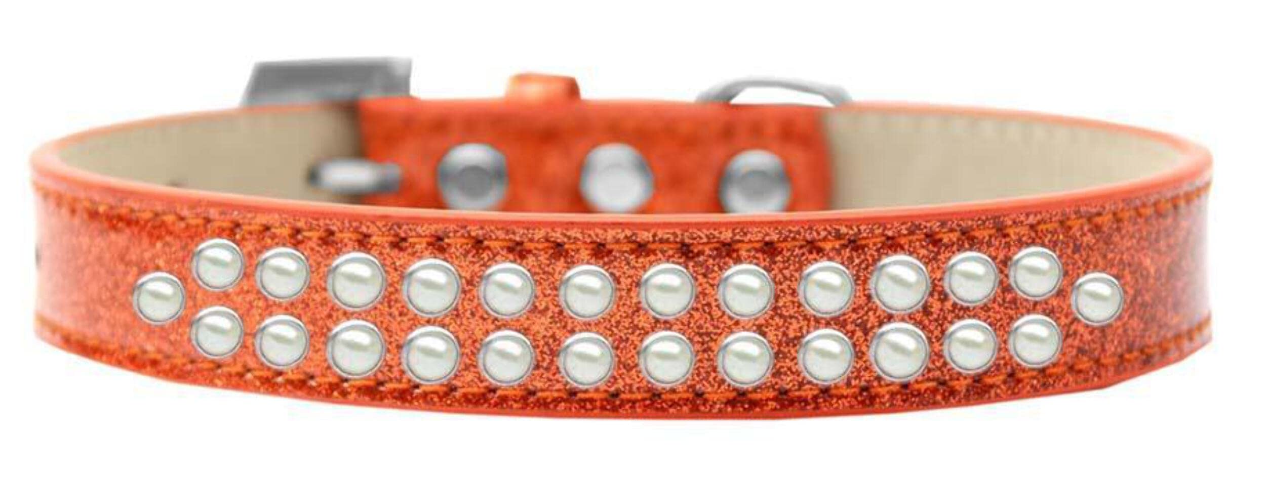 Dog, Puppy & Pet Ice Cream Collar, Two Row Pearl Rimsets Orange 20