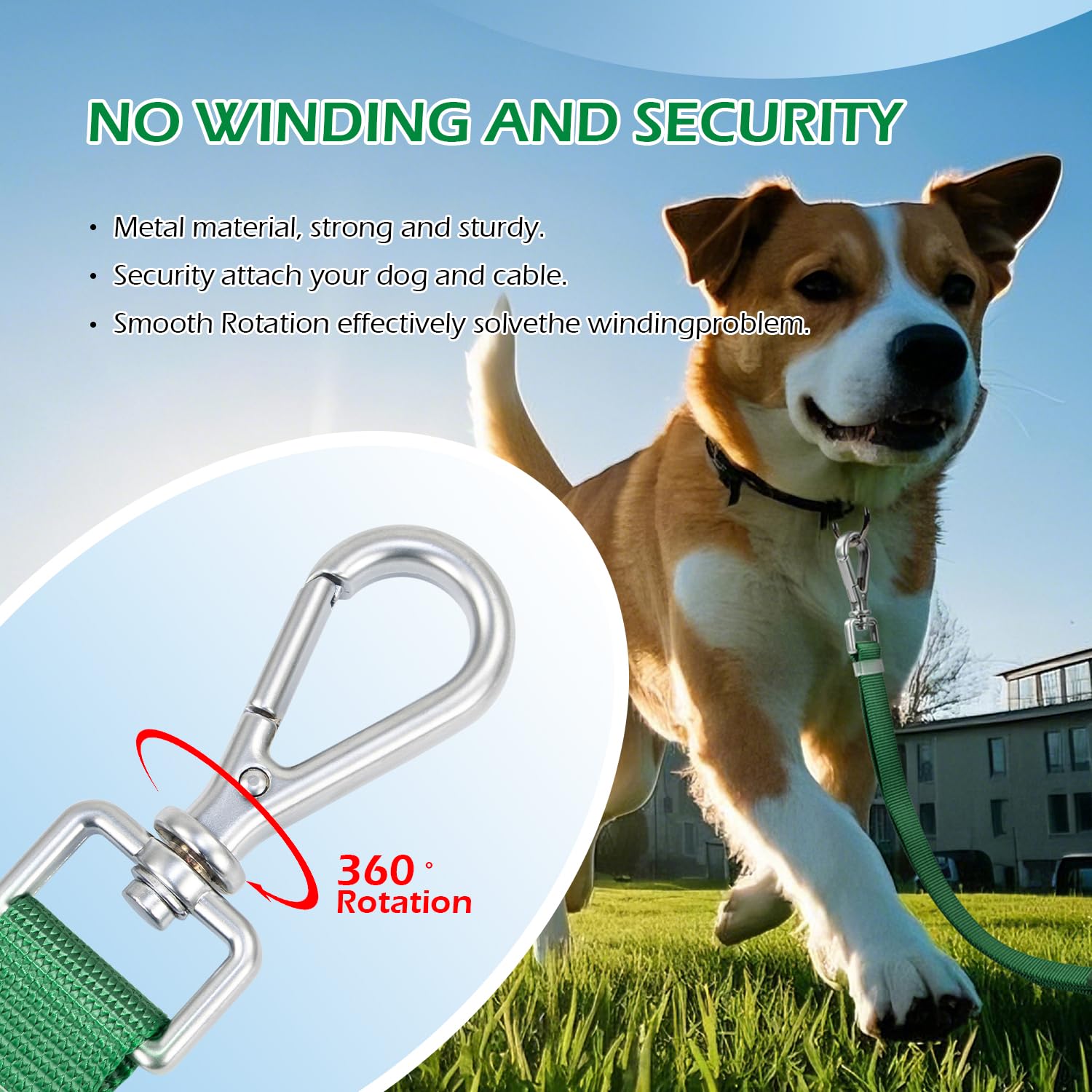 Wisedog 9.5Ft Hands Free Dog Leash, Comfort And Safety Padded Handle & Heavy Duty Metal Clasp - Two Handle Dog Leash Adjustable