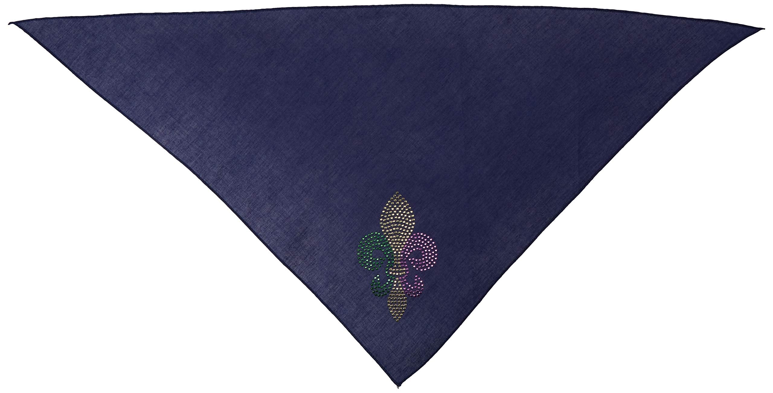 Mirage Pet Products Mardi Gras Fleur De Lis Rhinestone Bandana Large, Navy Blue, Large