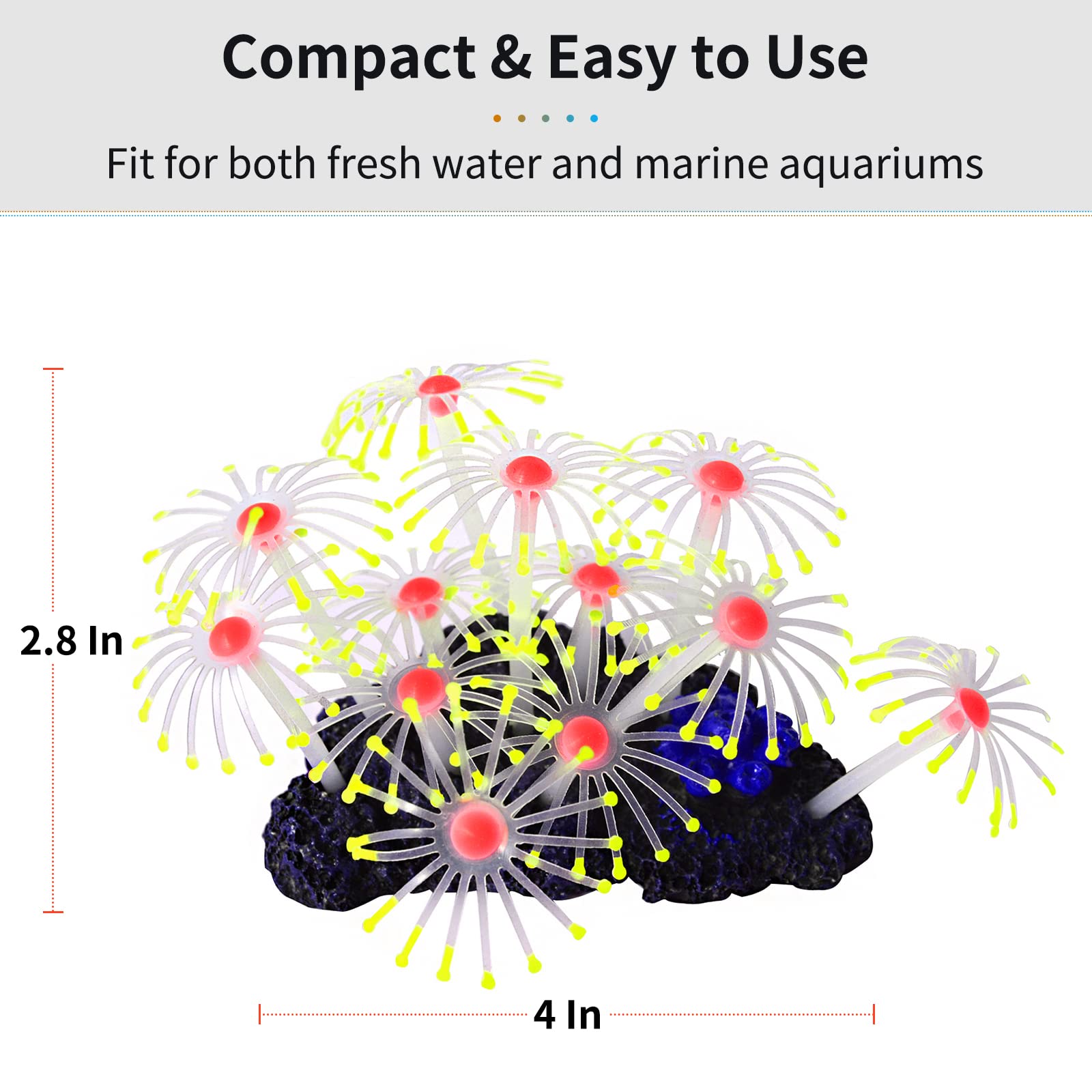 Uniclife Glowing Effect Artificial Coral Plant For Fish Tank, Decorative Aquarium Ornament (Yellow)