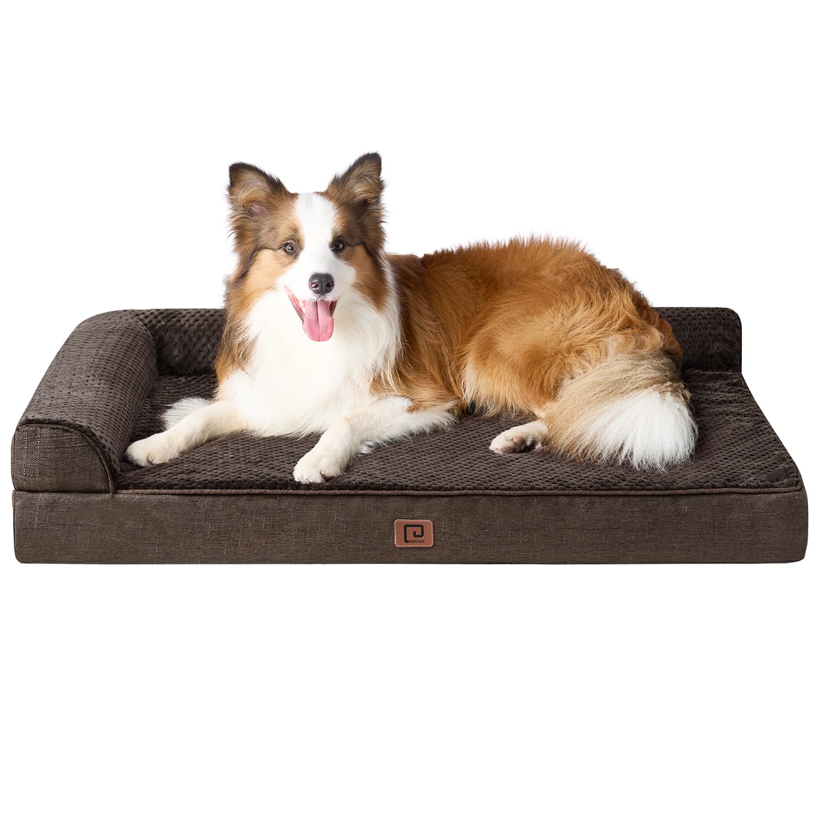 Eheyciga Memory Foam Orthopedic Dog Beds Large Sized Dog, Washable Dog Bed With Waterproof Lining Removable Cover, Big Dog Bed Sofa With Nonskid Bottom Pet Couch Bed, 41X27 Inches, Brown