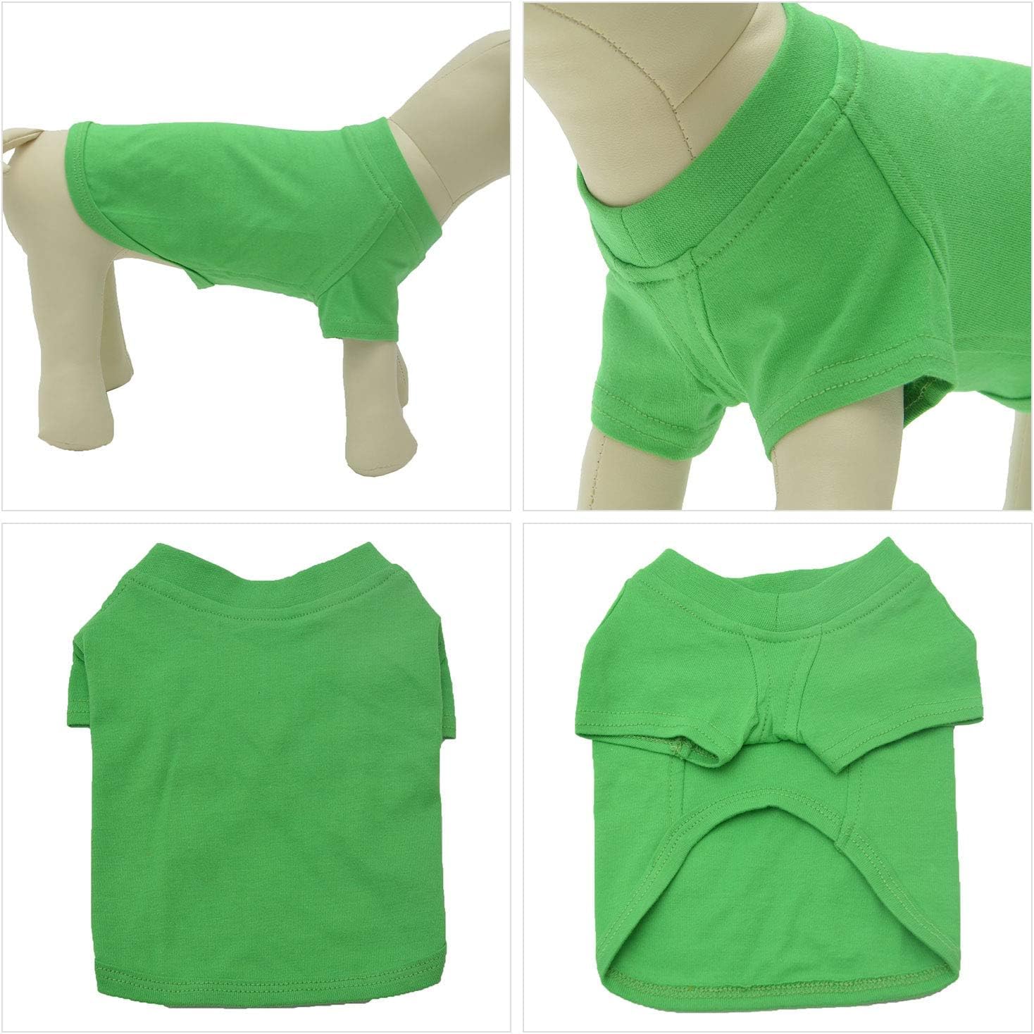 Lovelonglong Pet Clothing Dog Costumes Basic Blank T-Shirt Tee Shirts For Small Dogs Green M