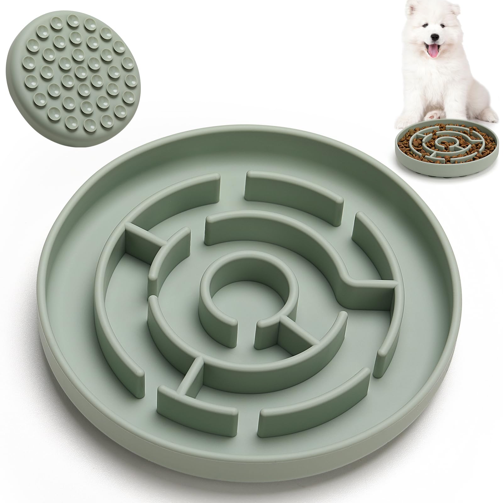 Slow Feeder Dog Bowls Silicone Maze Food Suction Bowl Feeders Pet Puzzle Lick Mat to Slow Down Eating for Small Breed Size Dogs