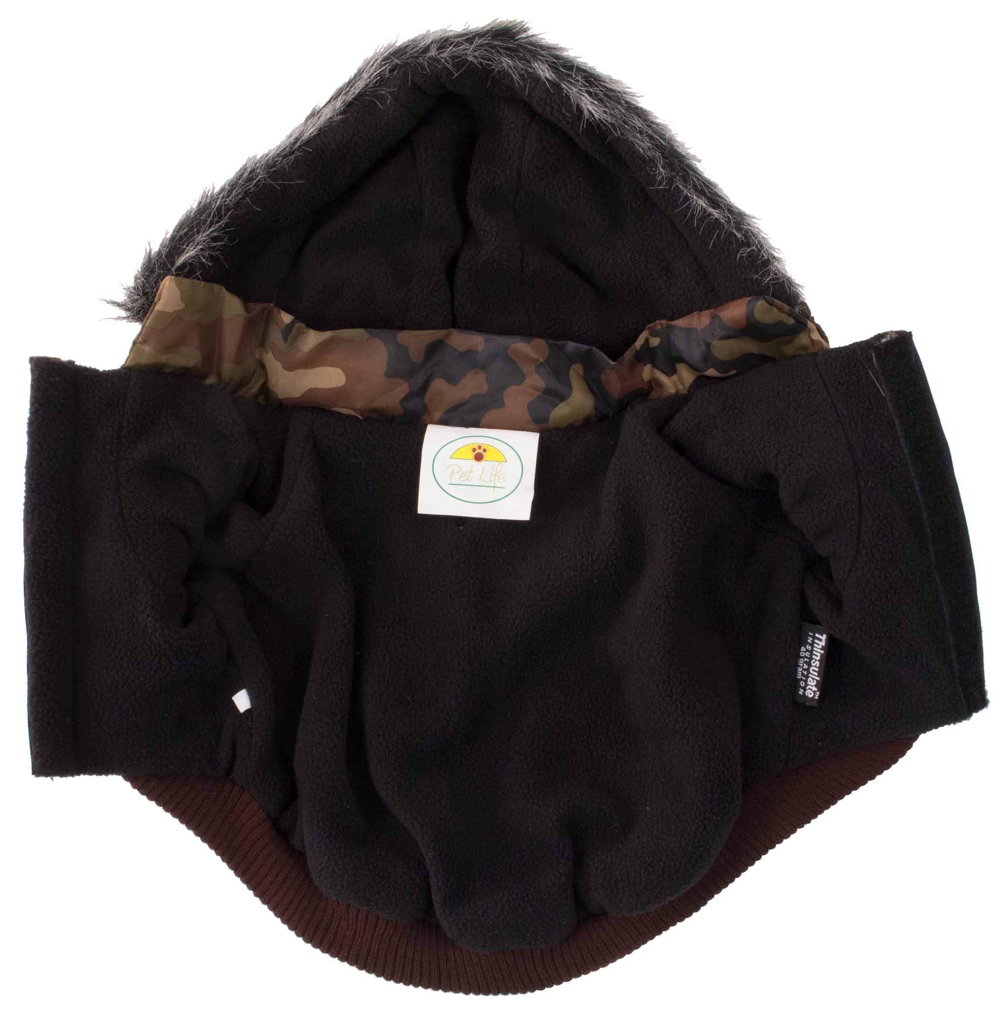 Pet Life Metallic Ski Parka Dog Coat, Camouflage, Large