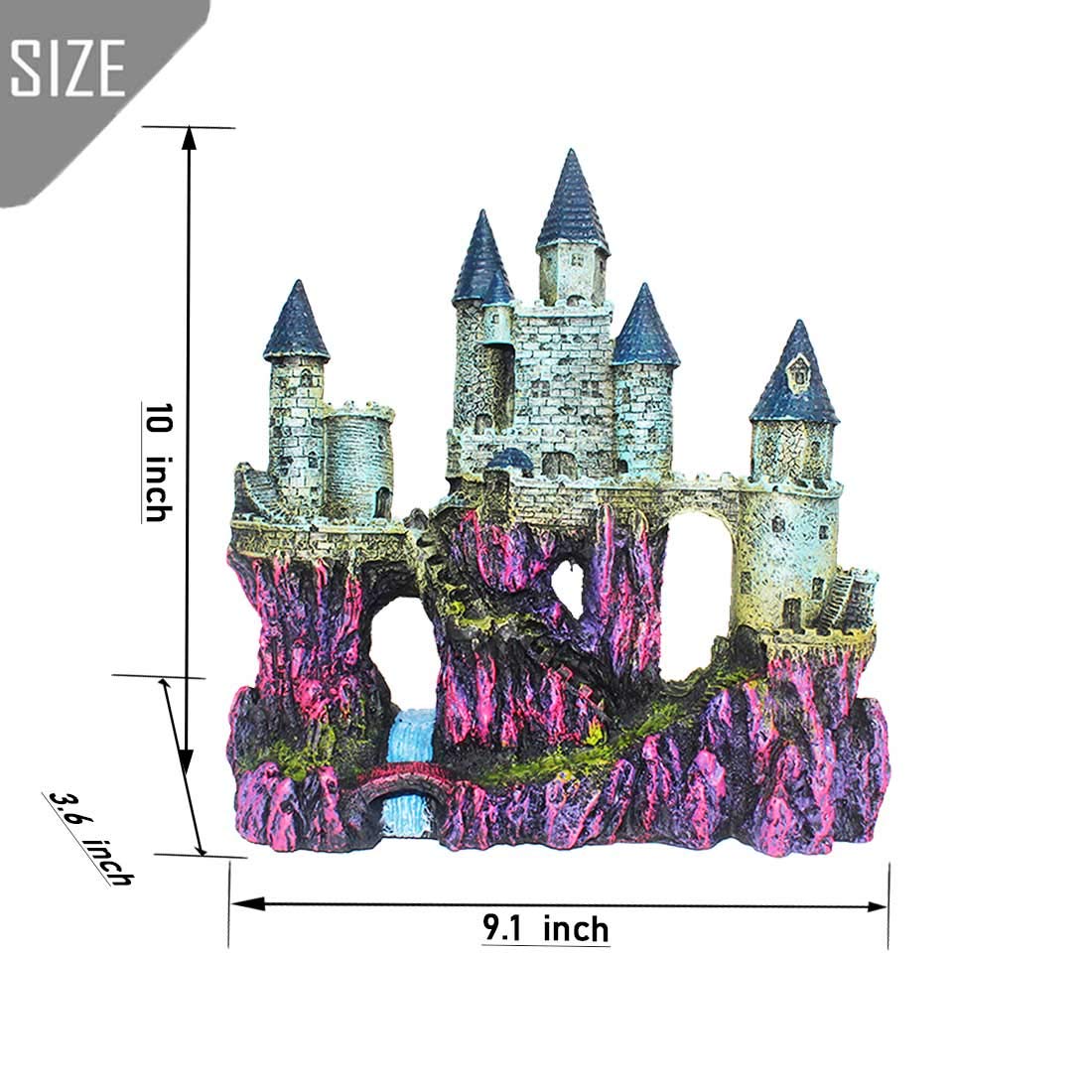 PINVNBY Aquarium Resin Castle Decoration - Purple Driftwood Cave Hideout for Fish Tanks and Plants
