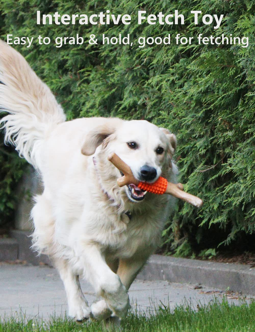 SCHITEC Dog Chew Toy for Aggressive Chewers, Tough Big Nylon & Rubber Teething Stick with Real Bacon Maple Wood Flavor for Large