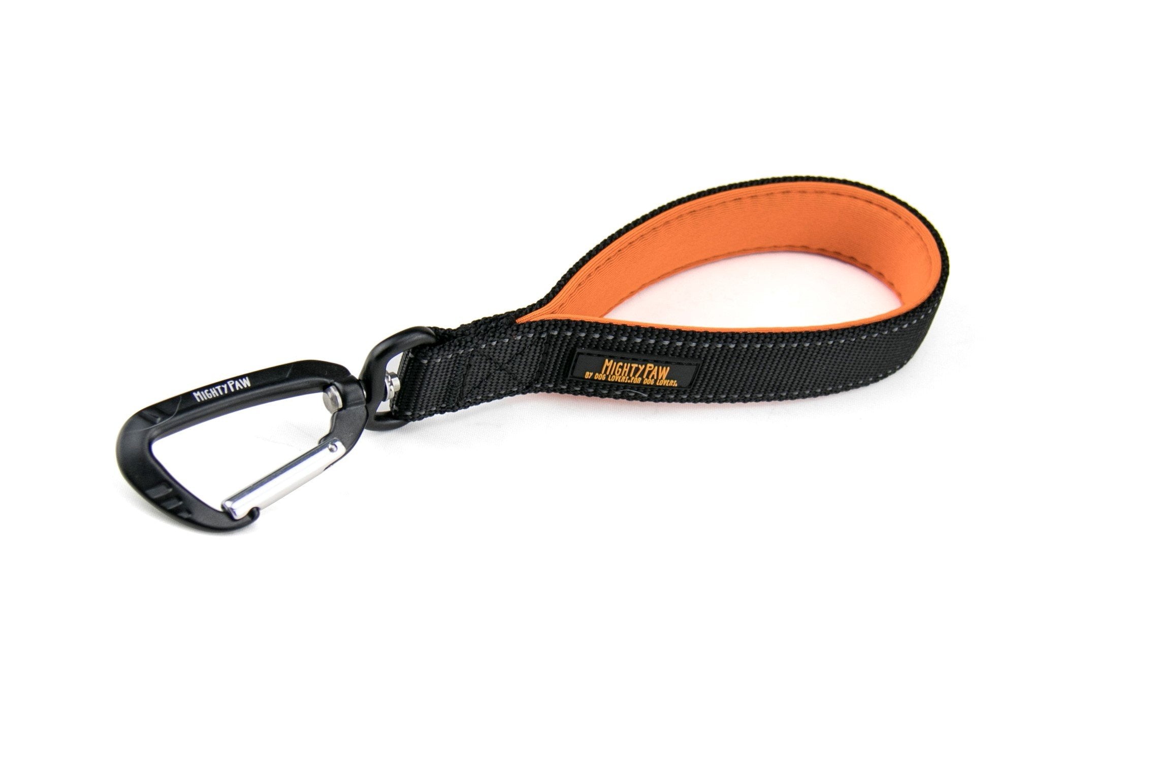 Mighty Paw Training Tab - Short Dog Leash - Padded Handle - Strong Traffic Pet Lead - Carabiner Clip Included - Padded Short Pet Tab - Leash Padded Traffic Handle - Pet Dog Training - 10” (Black)