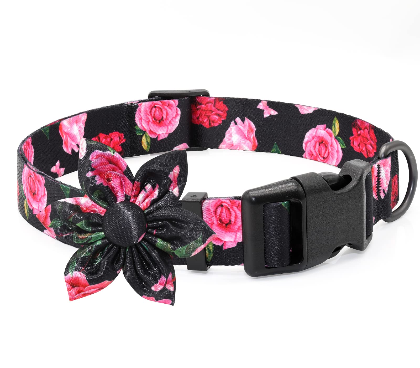 Floral Girl Dog Collars With Flower Bow Tie For Small, Medium & Large Dogs & Cats