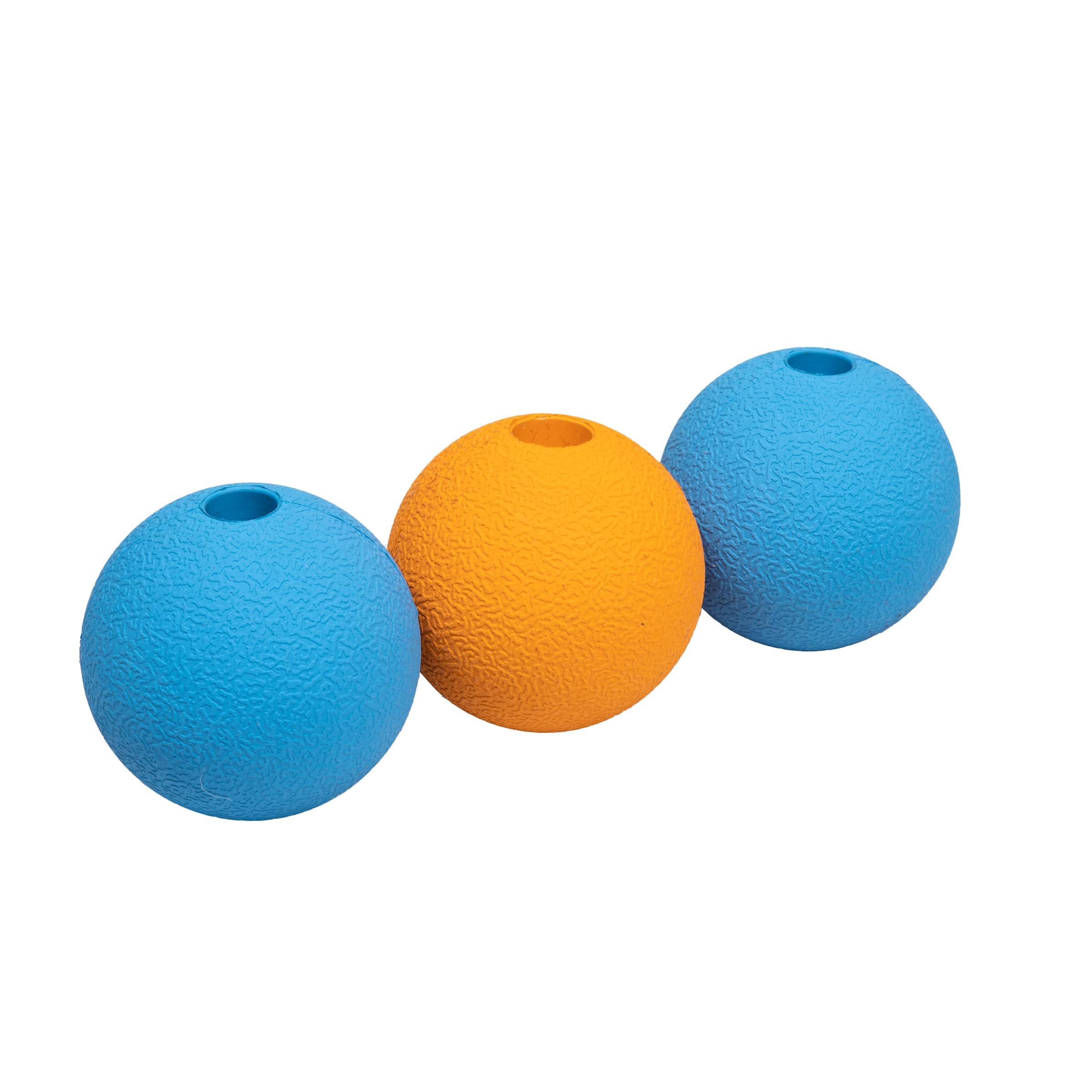 Amazon Basics Dog Toys, Interactive Supreme Rubber Balls, (Pack Of 3), 2.5 Inch, Blue, Orange