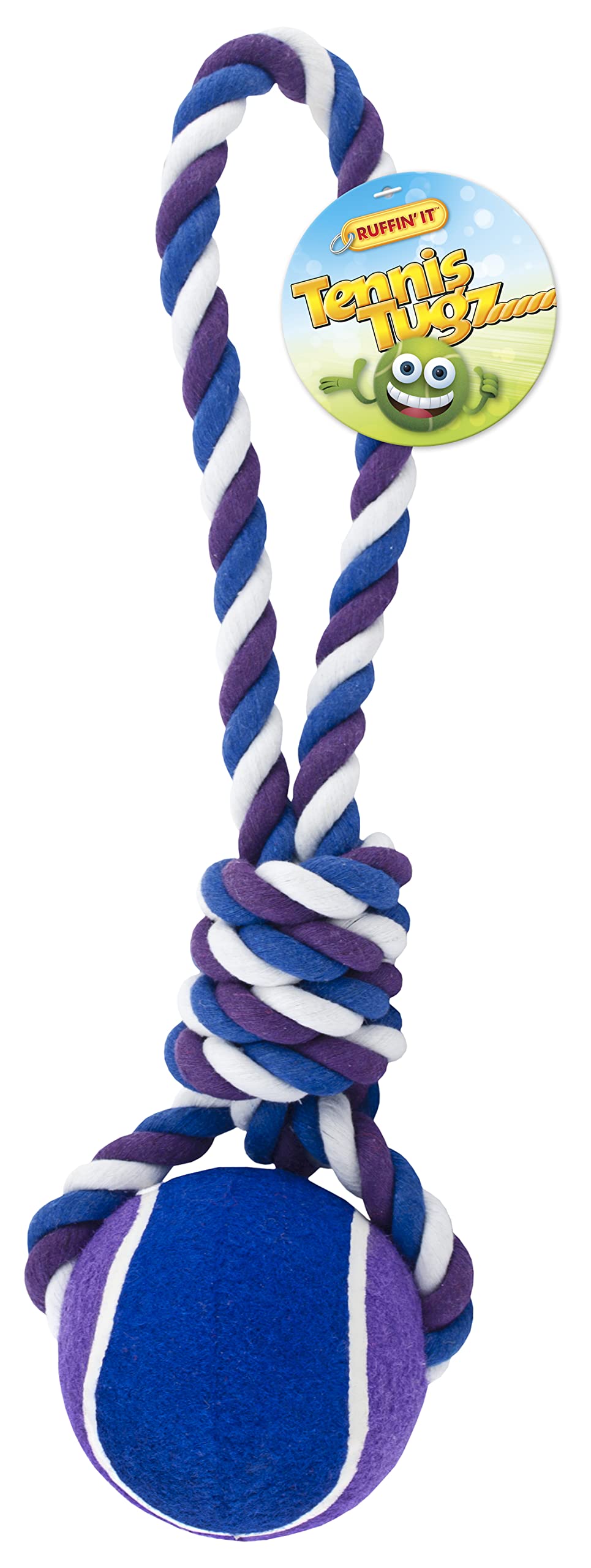 RUFFIN IT Tennis Ball Rope Tug - Two-in-One Dog Toy for Park, Home, or Beach - Dog Toy Idea