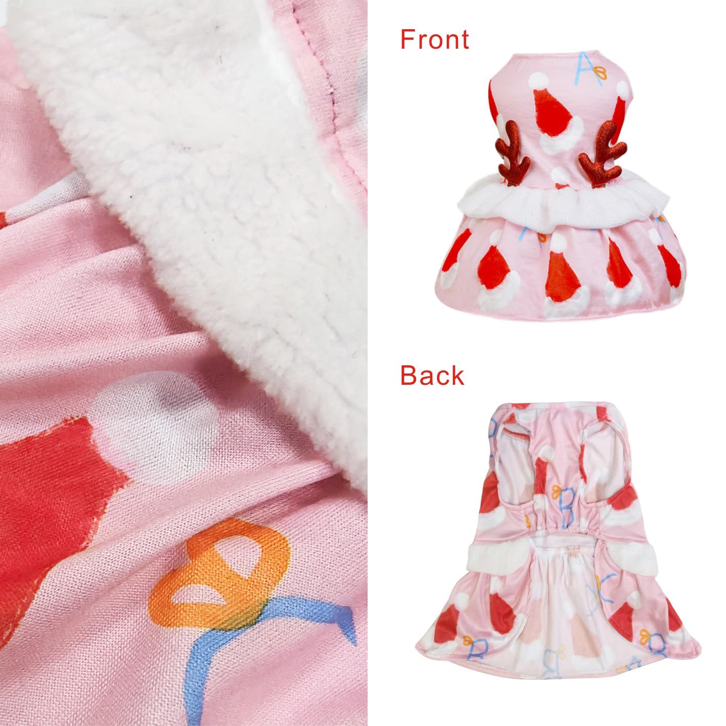 Otunrues Dog Christmas Dress Dog Christmas Outfit Dog Dresses With Elk Antlers Velvet Girl Dog Christmas Holiday Party Dress Lig
