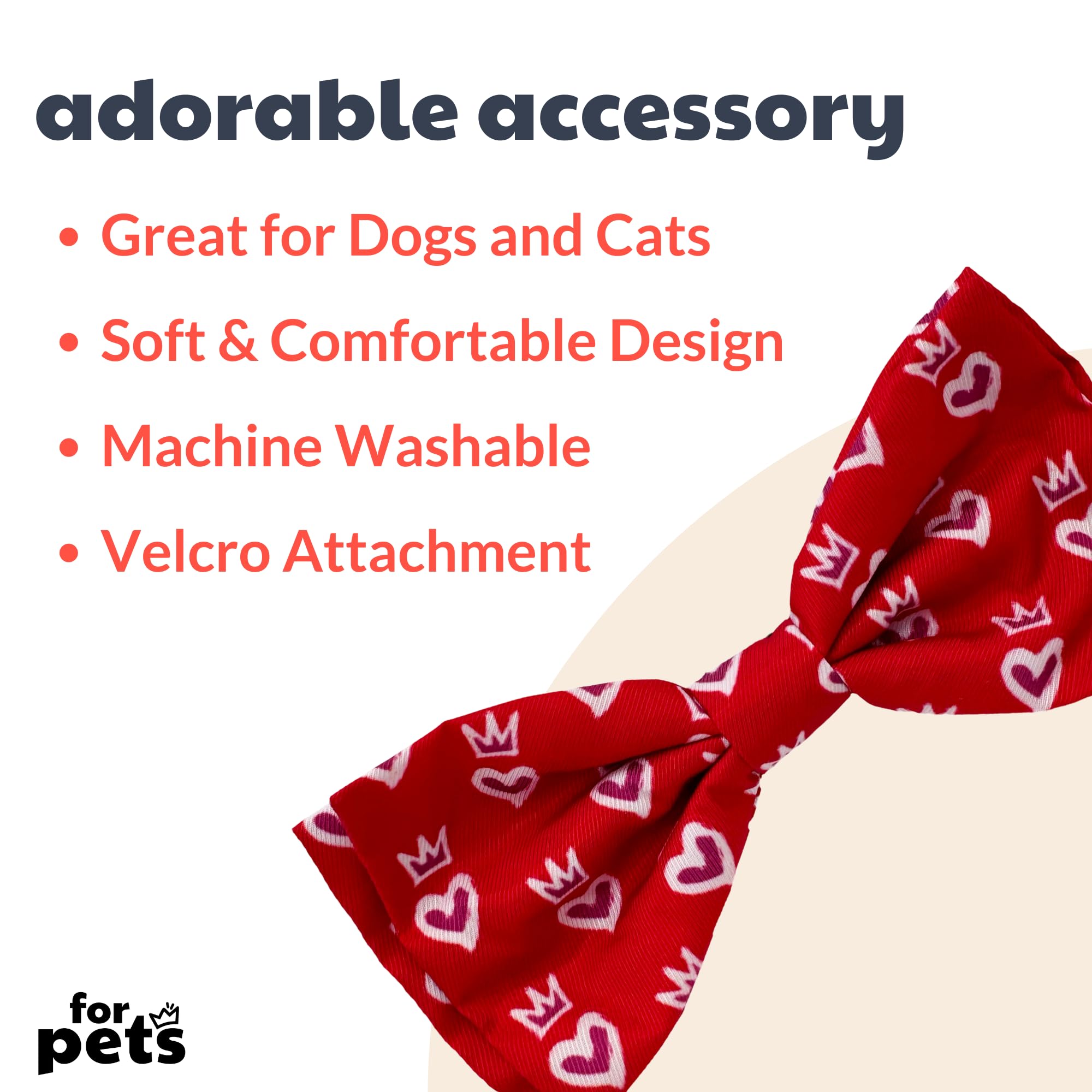 Huxley & Kent Bow Tie For Pets - King & Queen Of Hearts (Small) - Valentine'S Day Bow Tie Collar Attachment - Fun Bow Ties For D