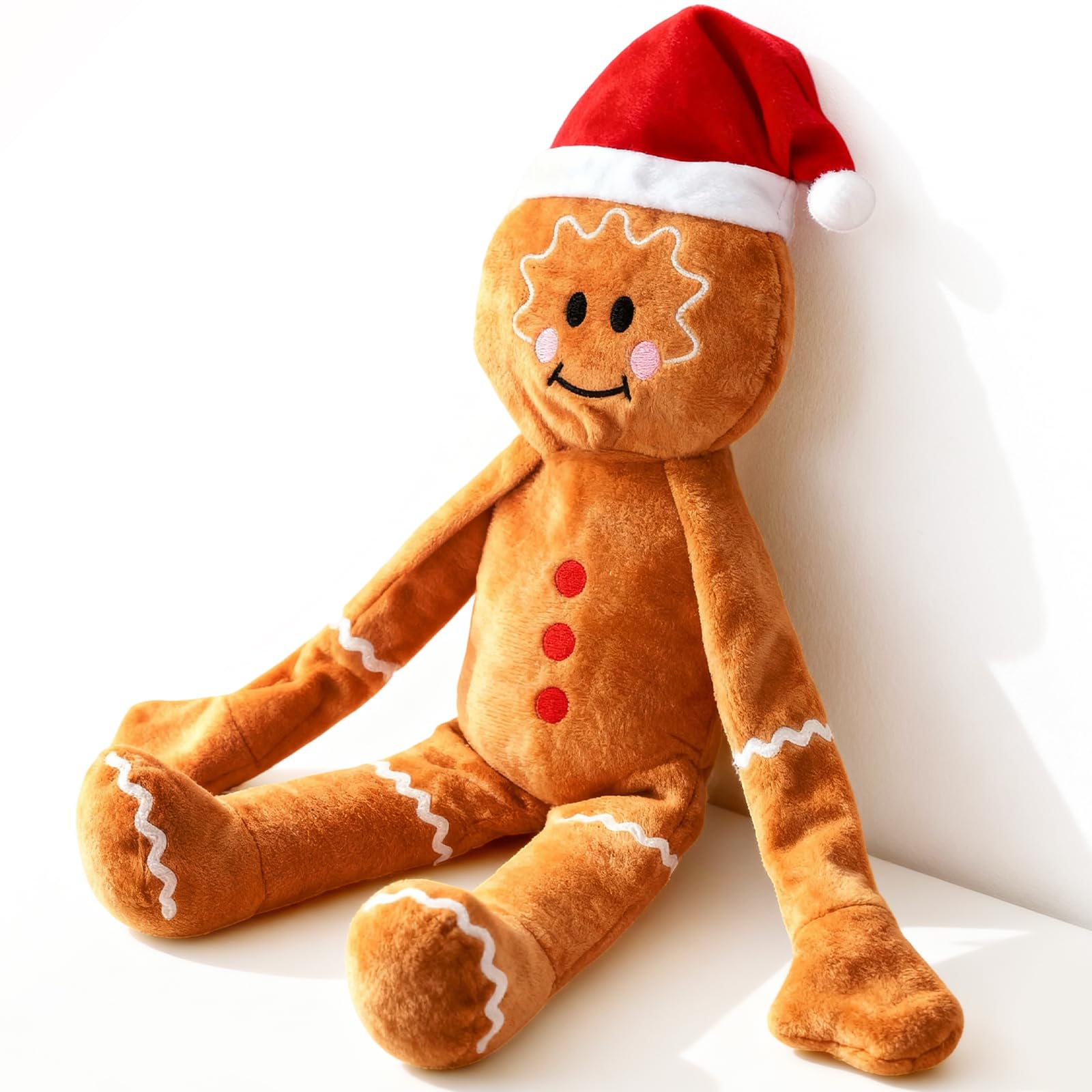 Luudoogs No Stuffing Squeaky Christmas Dog Toys with Crinkle Paper, 21   Cute Christmas Gingerbread Man Gift Dog Plush Toys Chew