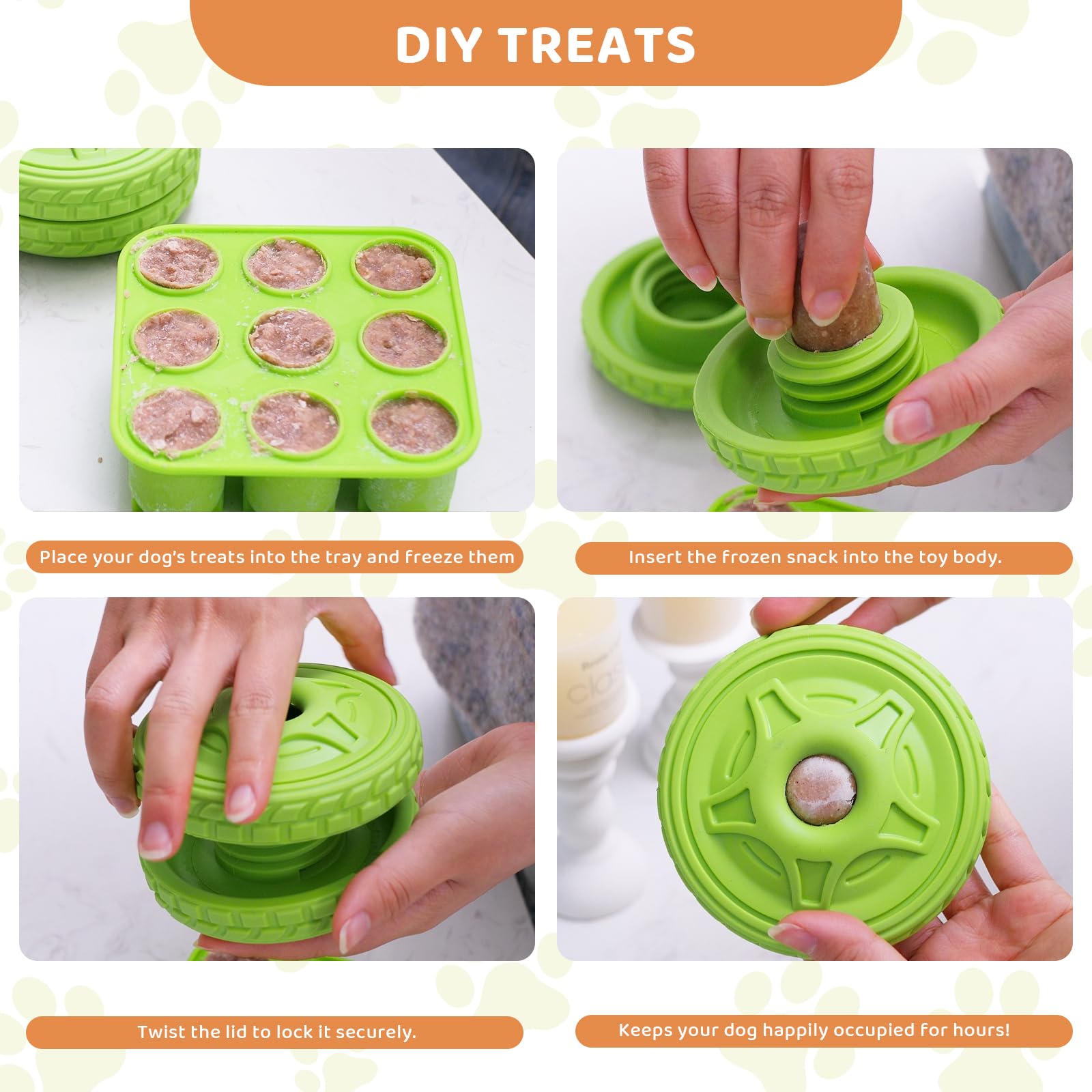 DFQ Interactive Dog Chew Toys,Durable Tire-Shape Puzzle with Treat Enrichment and Food Stick Holder for Aggressive Chewers,Licka