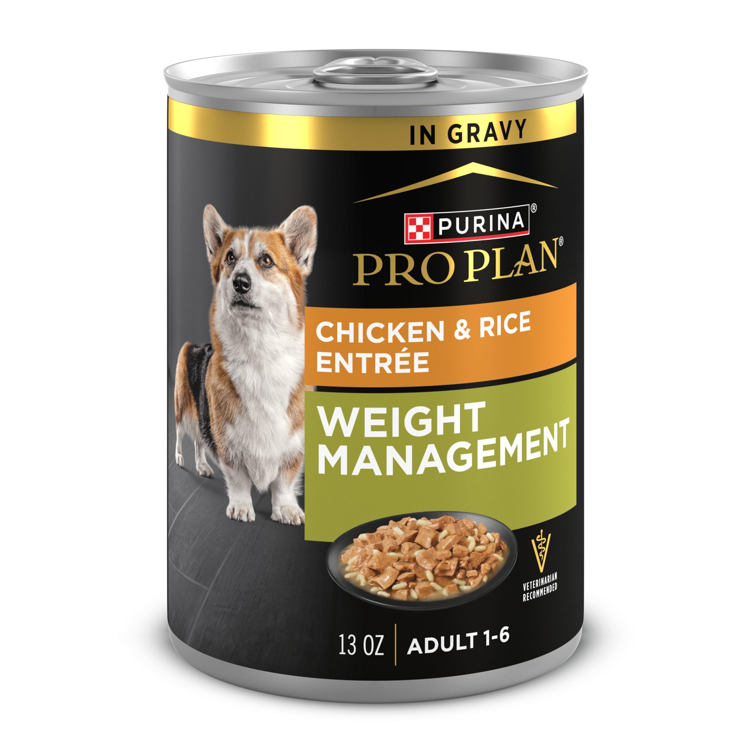 Purina Pro Plan Weight Management Wet Dog Food Chicken and Rice Entr  e in Gravy - (Pack of 12) 13 oz. Cans