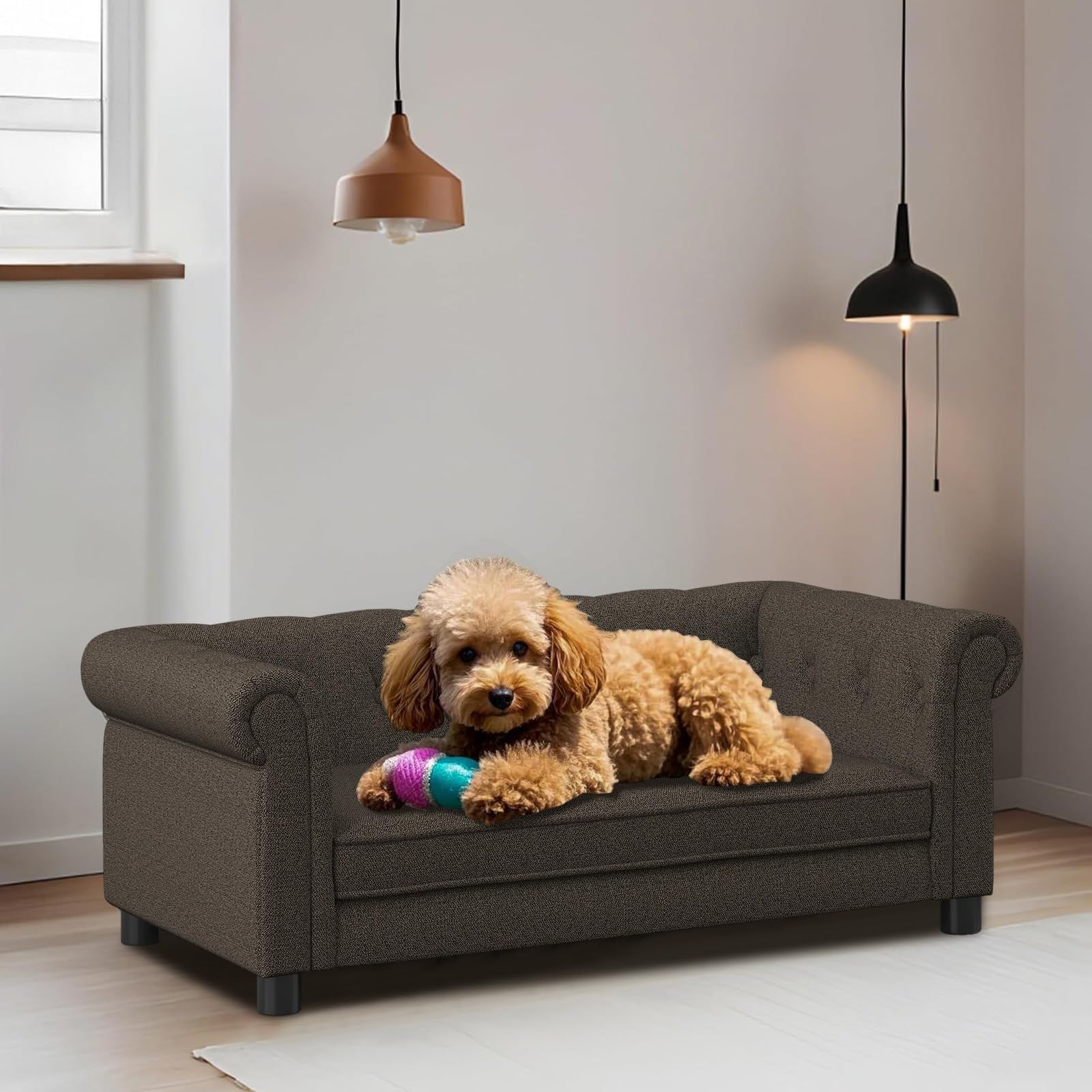Couch For Medium Dogs Up To 50 Lbs, 29' W Memory Foam Pet Sofa With Dry Cleanable Fabric, Elevated Pet Couch Bed With Legs, 39'