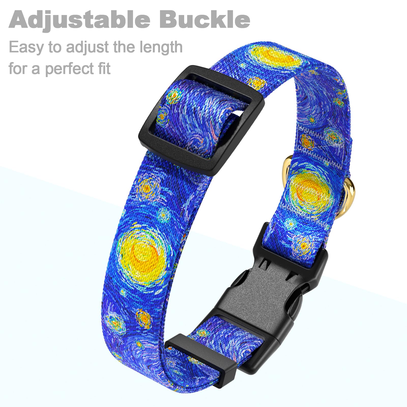 Rnivvi Dog Collar For Large Dogs, Cute Heavy Duty Adjustable Puppy Collar With Quick Release Buckle For Boy Girl & Female, Pet A
