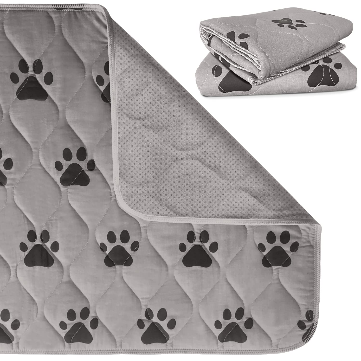 Gorilla Grip Reusable Puppy Pads, Slip Resistant Pet Crate Mat, Absorbs Urine, Waterproof, Cloth Pee Pad for Training Puppies, W