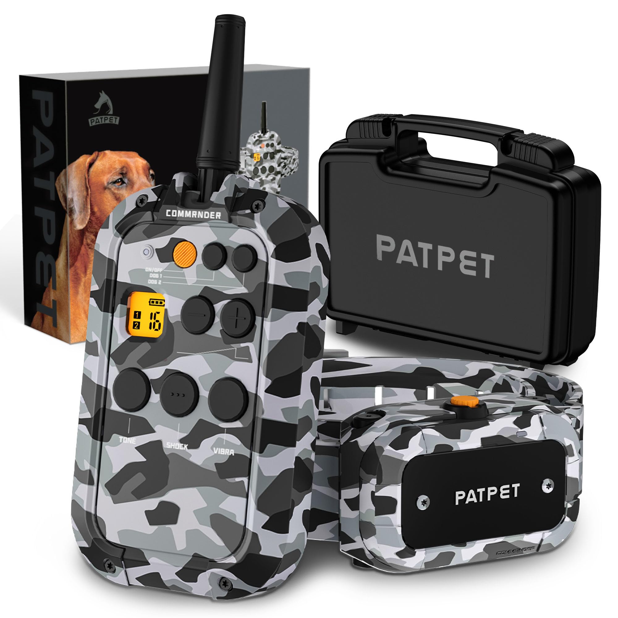 Patpet Dog Shock Collar With Remote 3/4 Mile Range Dog Training Collar Include Rechargeable Waterproof E Collar, Outdoor Trainin