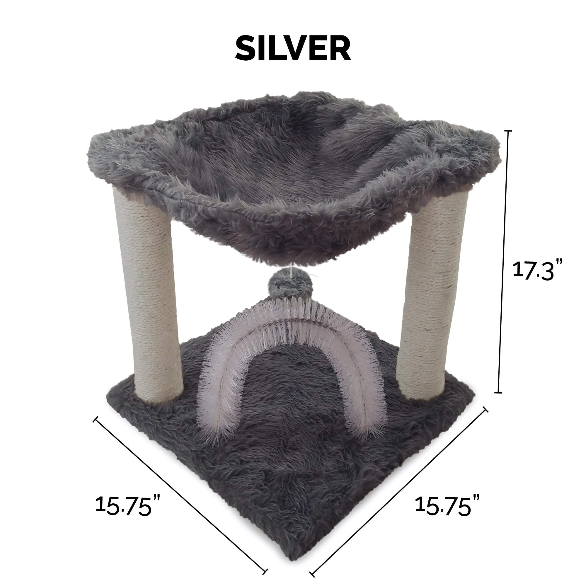Furhaven 15.75'' Tall Playground For Indoor Cats, Ft. Sisal Scratching Posts, Self-Grooming Brush, & Toy - Tiger Tough Hammock I