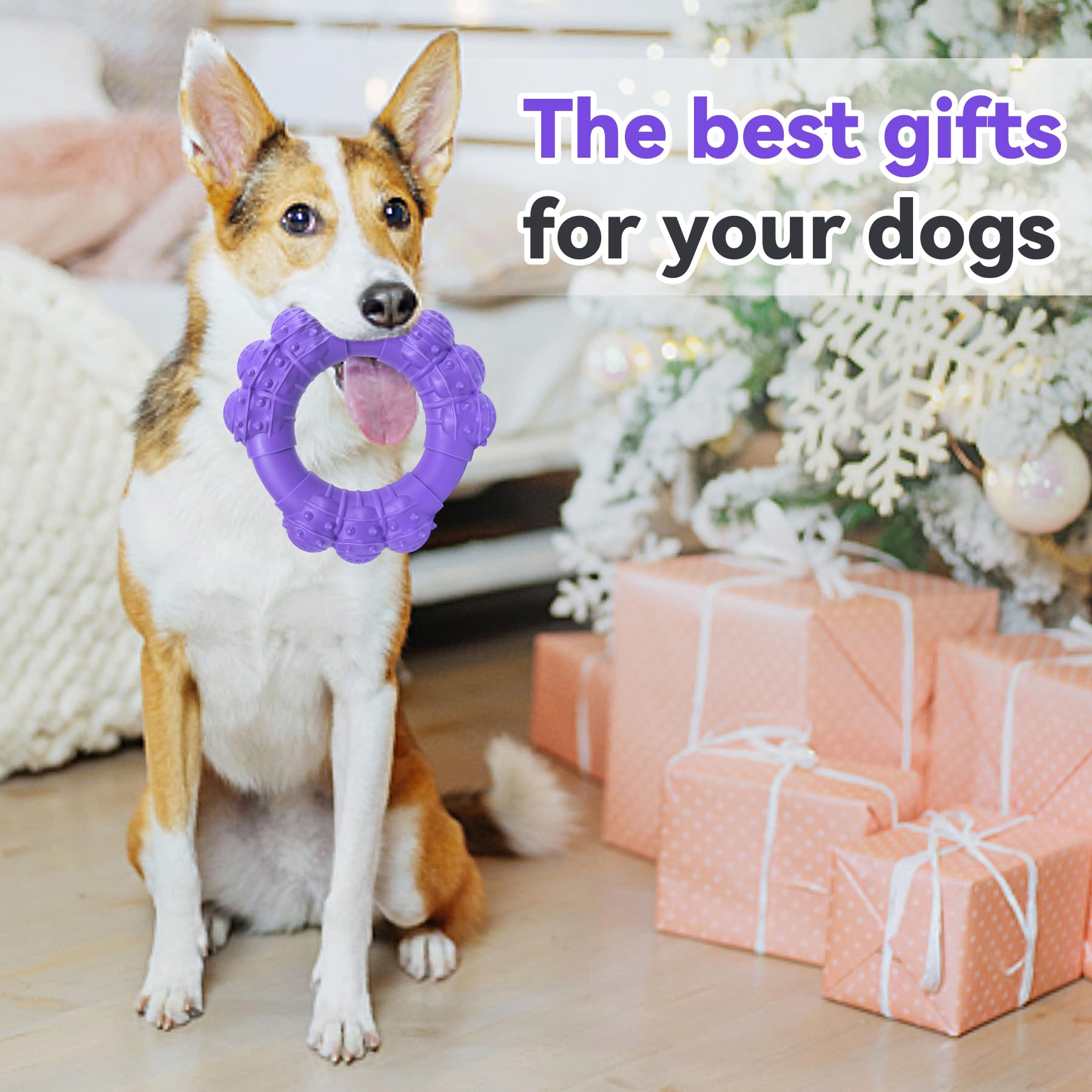DAOZIJI Indestructible Dog Chew Toys for Aggressive Chewers, Super Chewer Toys for Medium Large Dogs, Interactive Ring Toy, Heav