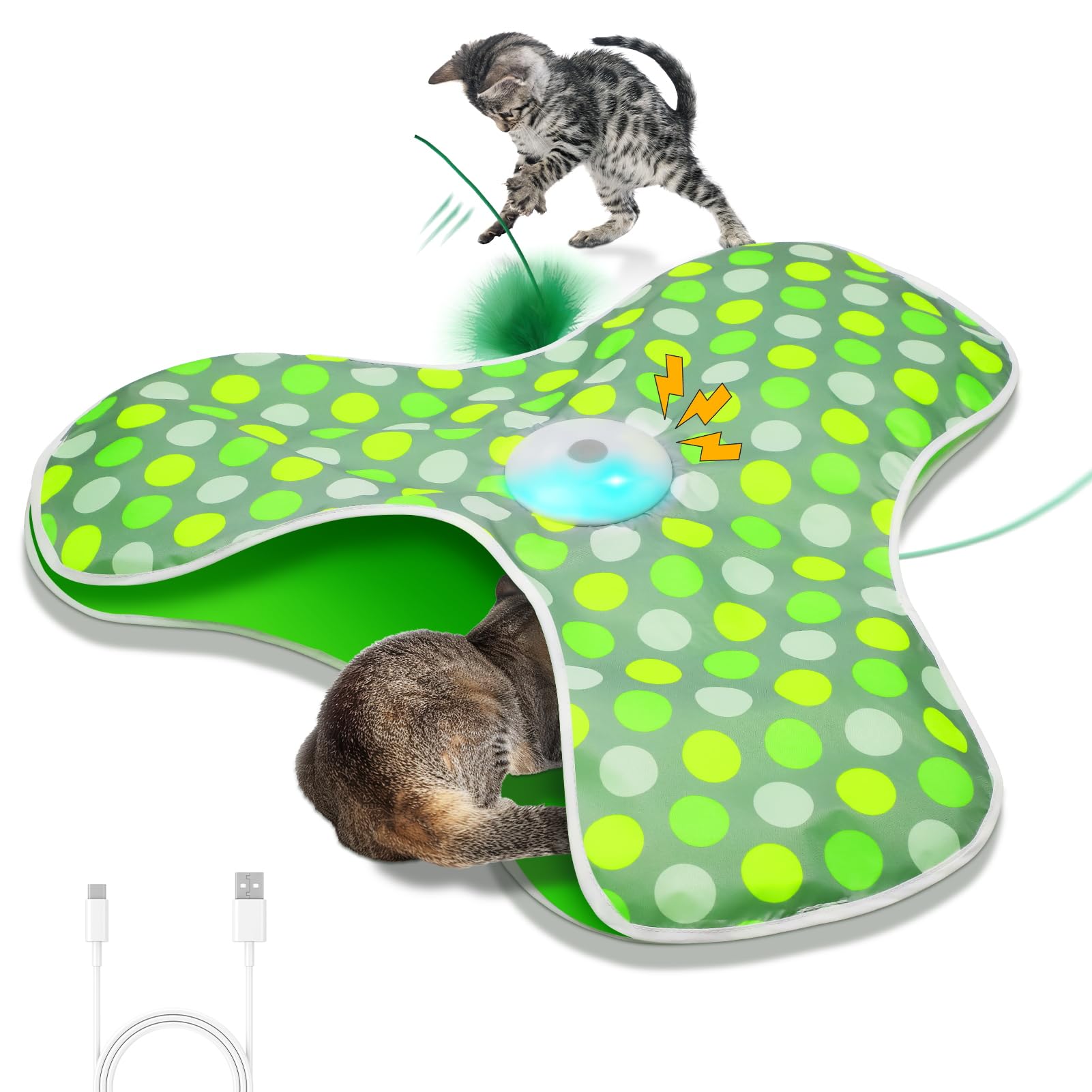 Sofolor Interactive Cat Toy, Automatic Cat Toys For Indoor Cats, Hide And Seek Cat Toy With Motion Activated, Moving Feather, Ch
