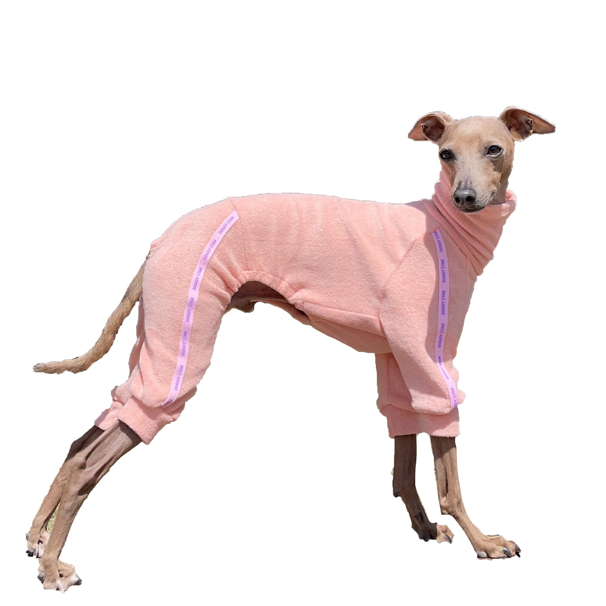 D Doggy Star Italian Greyhound Clothes Stretchy Towel Sports Onesie Outfit Whippet For Dog Coat (M,Twl Apricot)