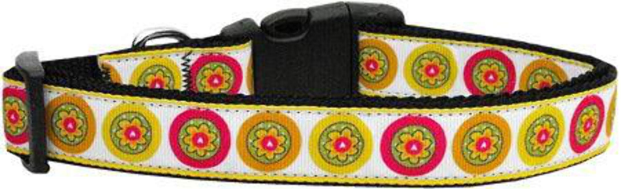 Pet Dog & Cat Nylon Collar or Leash, "Autumn Daisies" XL Collar