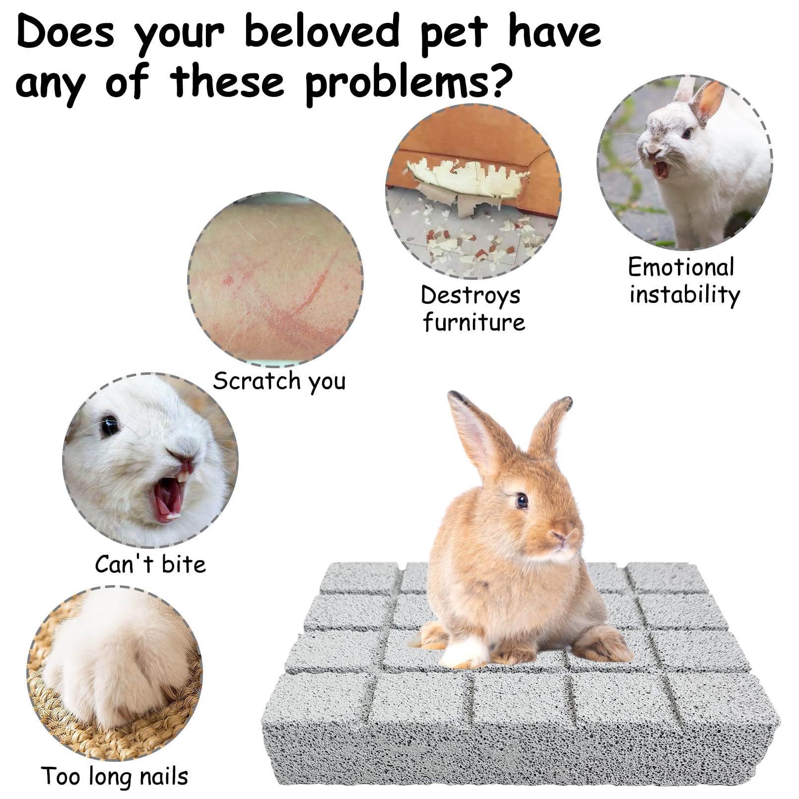 Hamiledyi 6Pcs Rabbit Scratching Pads Bunny Lava Grinding Claw Pads Small Animal Foot Pads Hamster Scratch Board Chew Toys For G