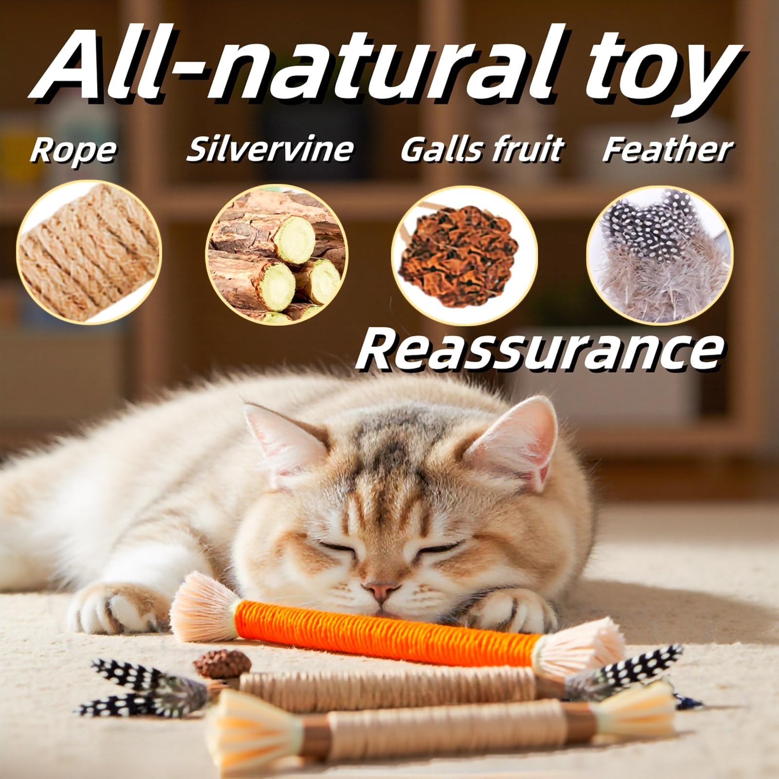 GREMBEB Cat Toys - 4 Pack Silvervine Chew Sticks for Dental Care & Interactive Play - Natural Wood for Cats, Kittens, Hamsters, and Rabbits