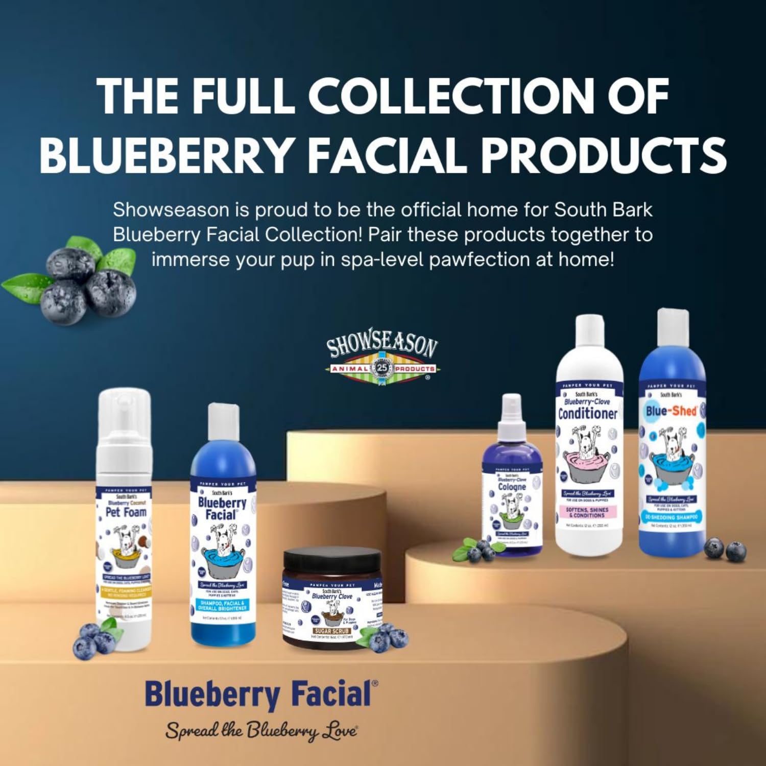 South Bark'S Blueberry Facial Pet Shampoo 12 Oz. For Dogs & Cats | Pack Of 12 | Brightener & Tear Stain Remover - Lasting Odor E