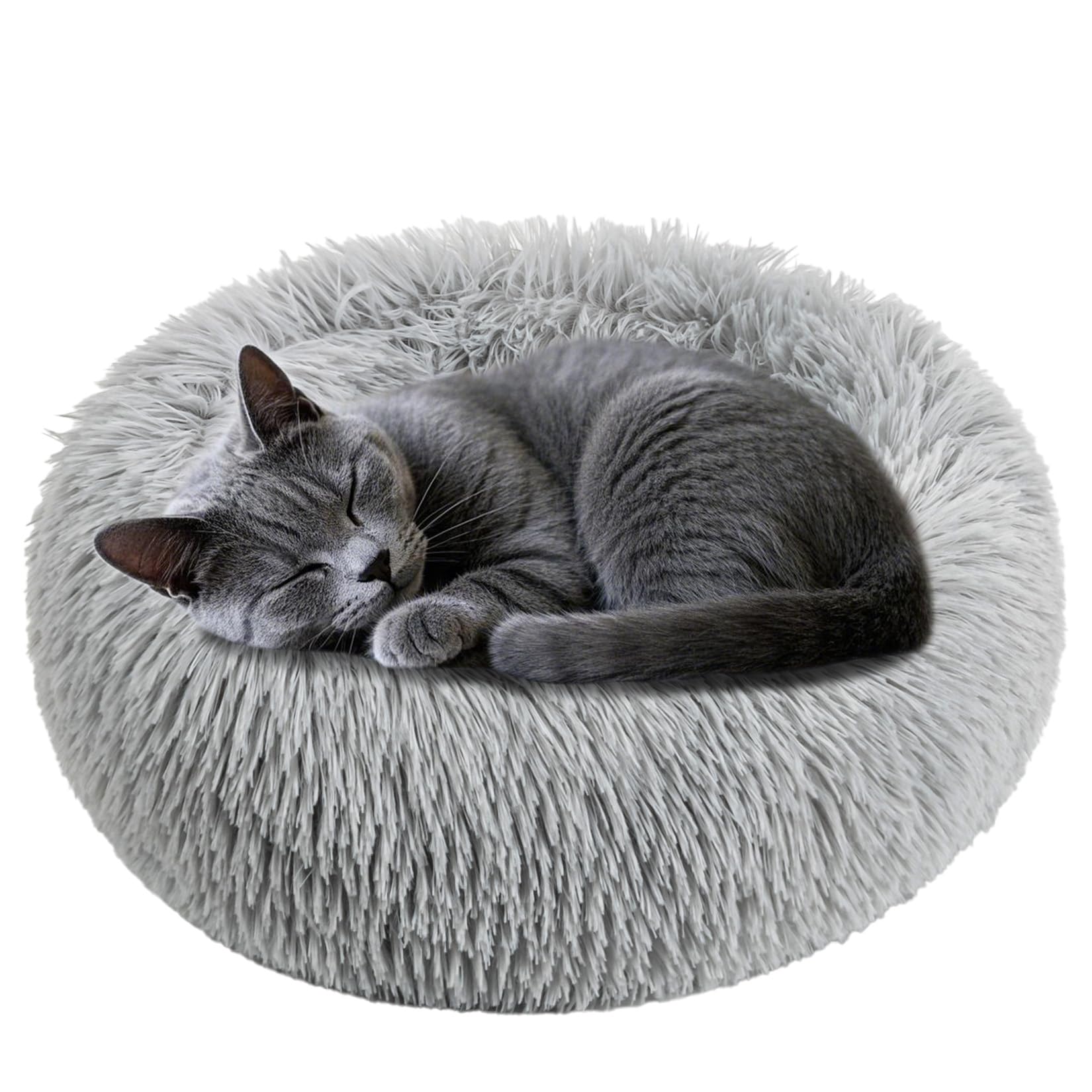 Rainflow Cat Bed - Calming Cat Bed For Small Kittens Donut Washable Round For Indoor Kittens And Puppies, Anti-Slip Round Fluffy