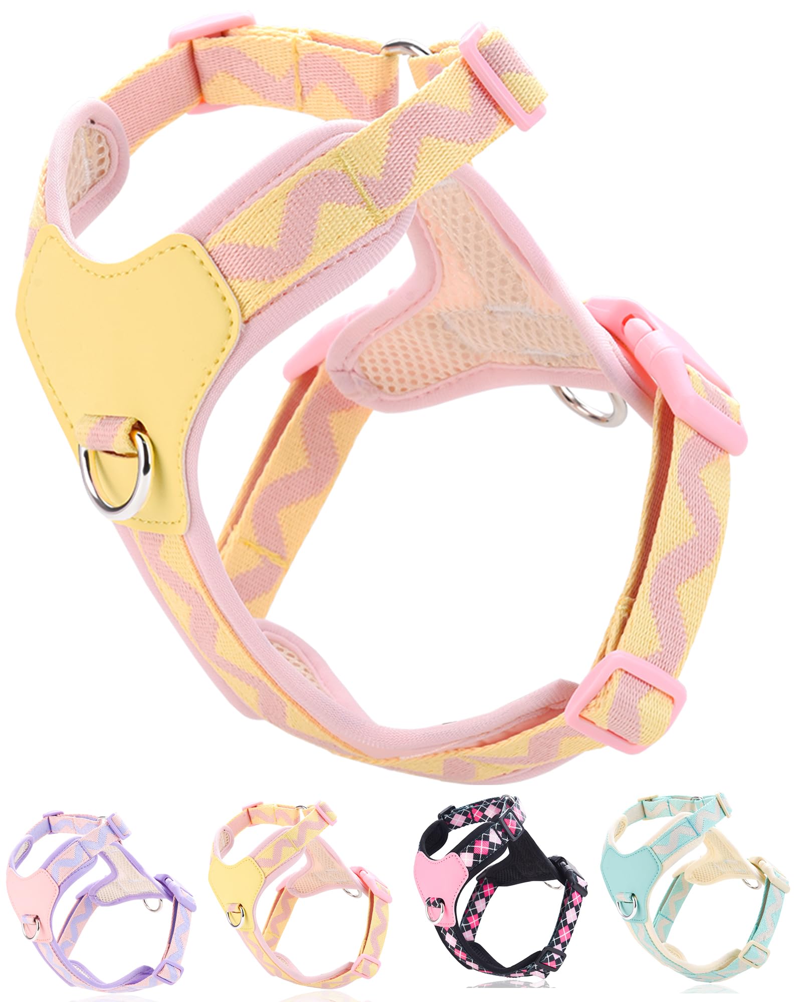 Petank Pink Medium Dog Harness - No Pull, Easy Walk, Adjustable (Pink, M)