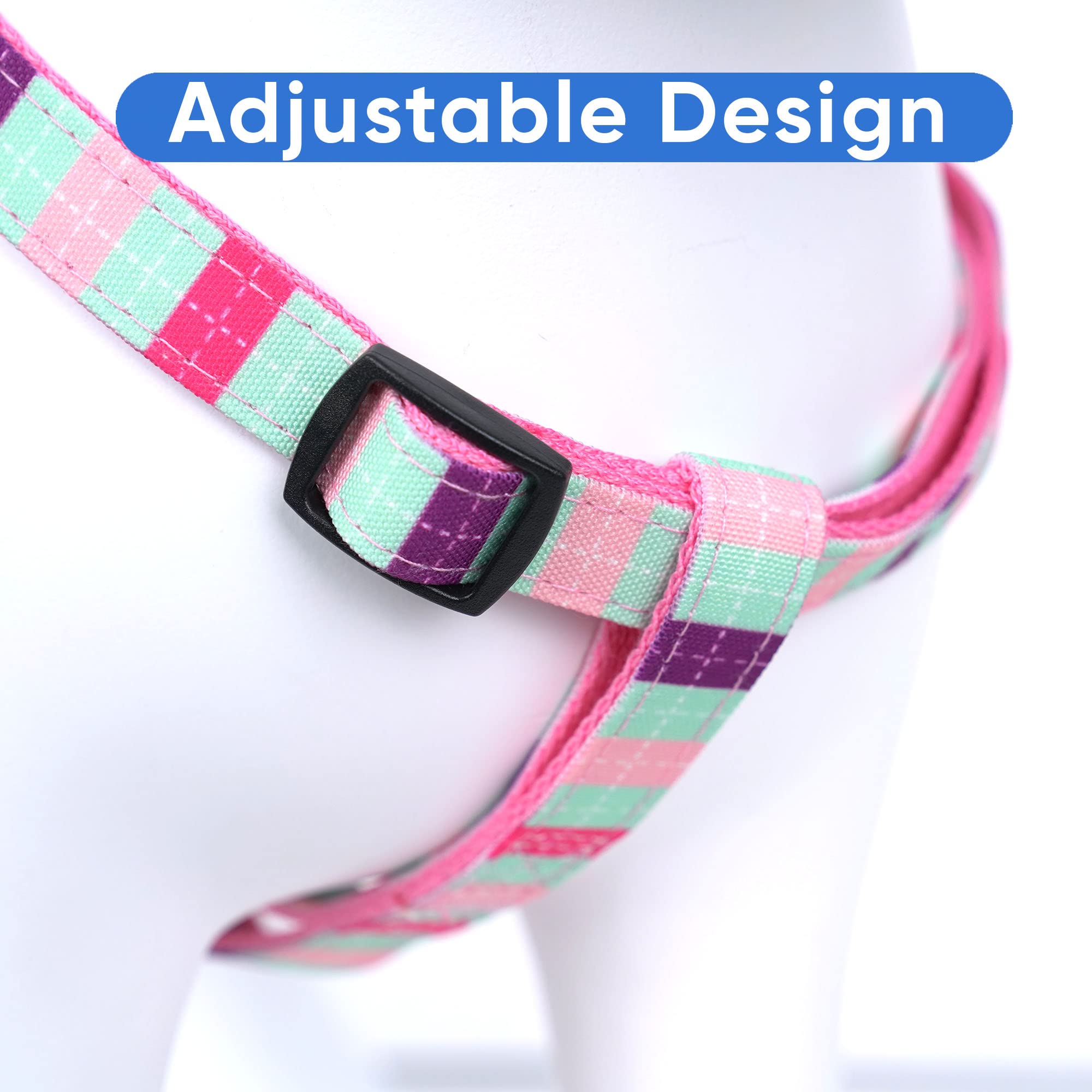 Pawtitas Pet Adjustable Solid Color Step In Puppy/Dog Harness 6 Feet Matching Collar And Harness Sold Separately Small Teal/Pink