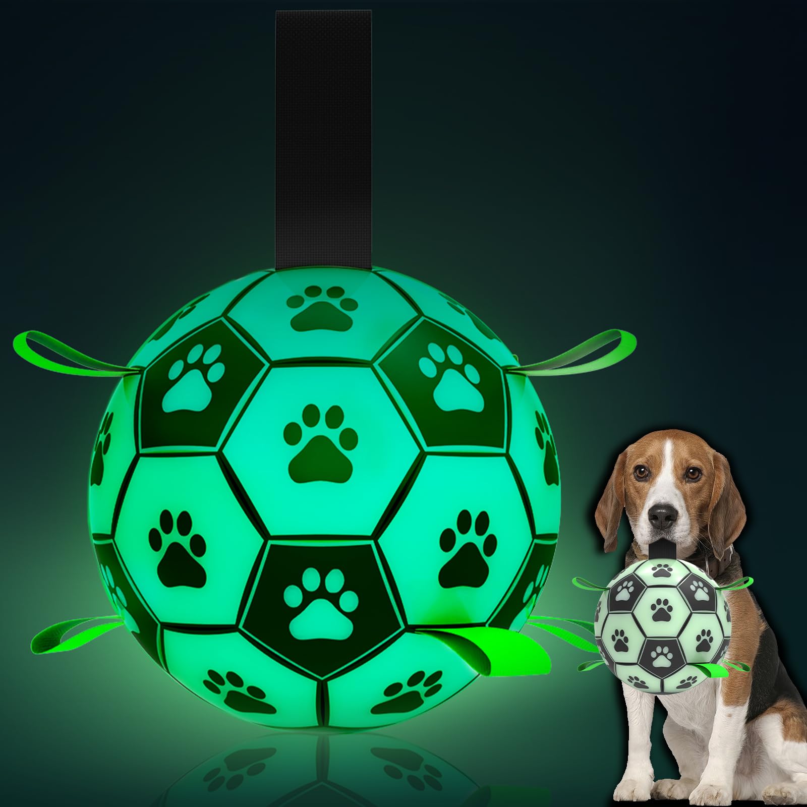 QDAN Light Up Dog Ball - Interactive Glow in The Dark Toy for Small & Medium Dogs, PU Material, 6 Inch, Perfect for Indoor & Outdoor Play