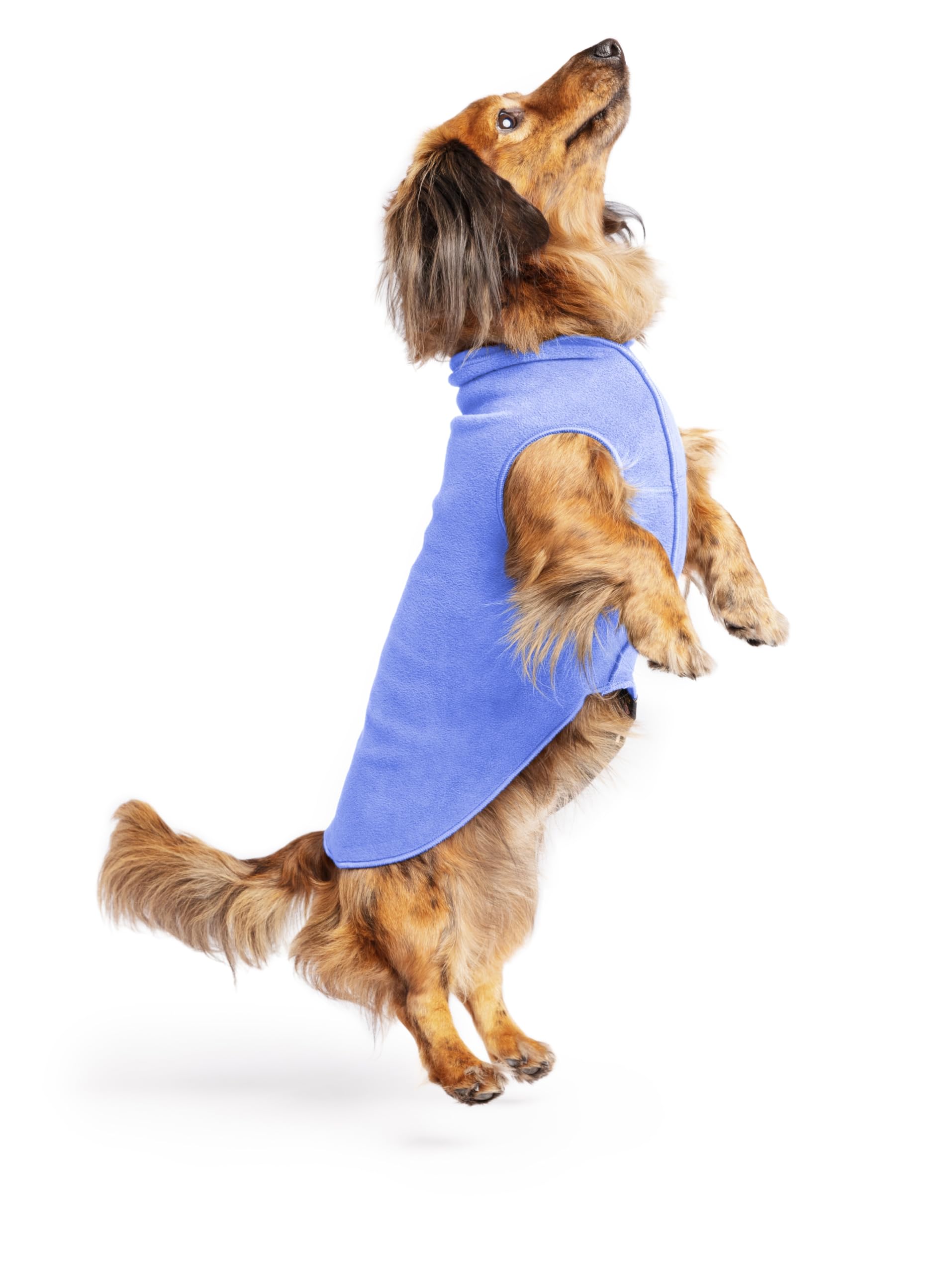 Gold Paw Stretch Fleece Dog Coat, Stretchy Pet Sweater, Machine Washable Pullover For Winter And Fall, Cornflower Blue, 12