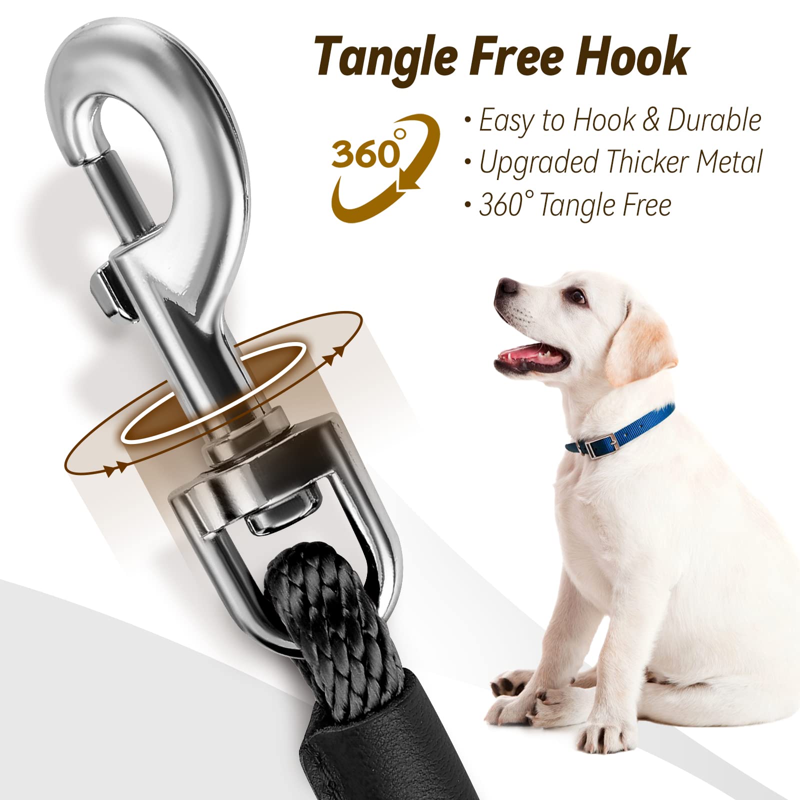Lynxking Check Cord Dog Leash Long Lead Training Tracking Line Comfortable Handle Heavy Duty Puppy Rope 10Ft For Small Medium Large Dog