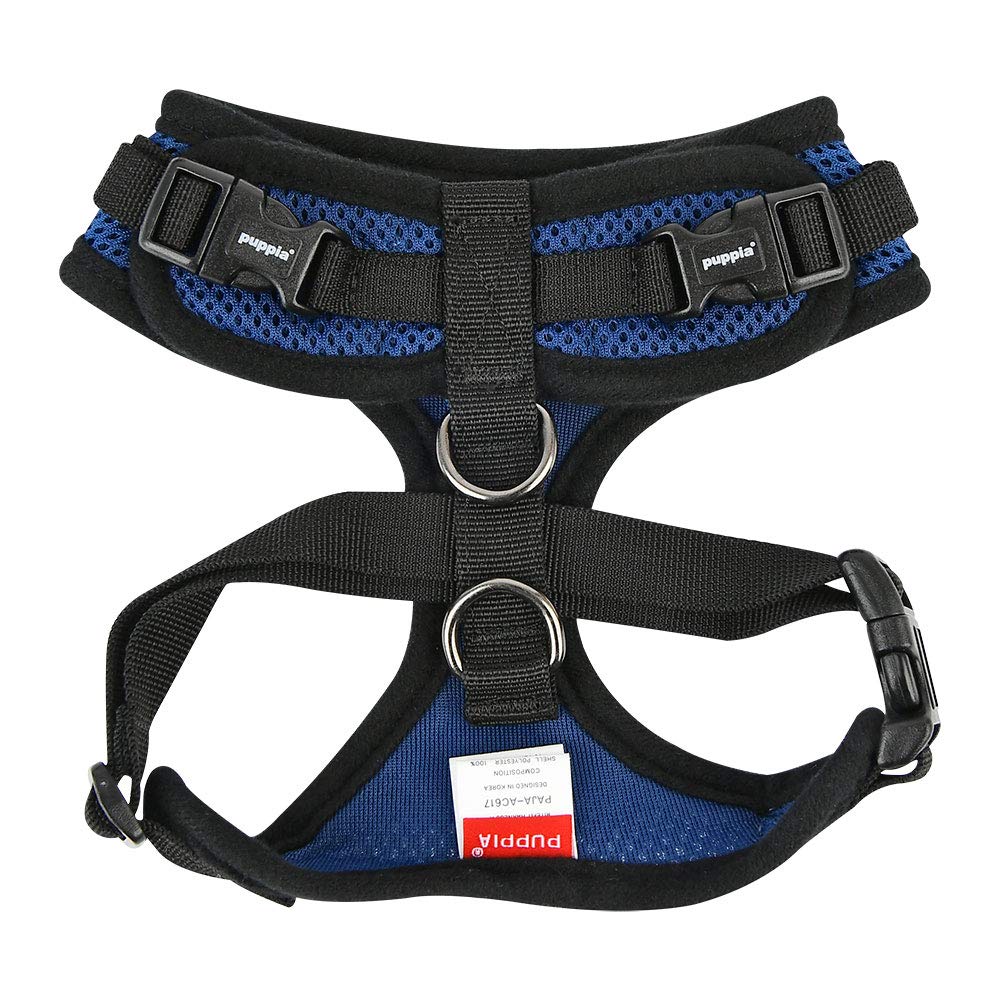 Puppia Authentic Ritefit Harness With Adjustable Neck, Medium, Royal Blue