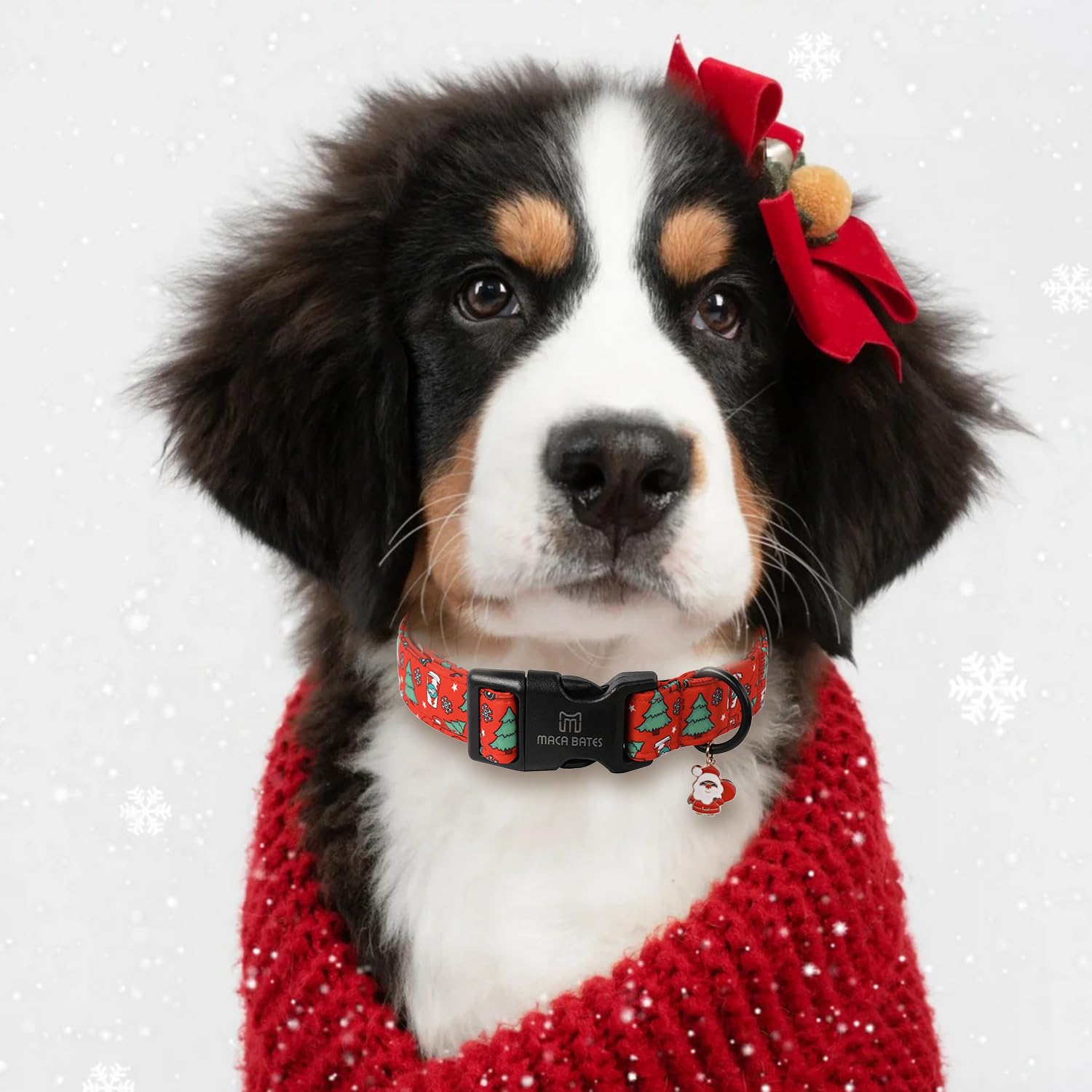 Maca Bates Christmas Tree Cute Dog Collar Red Puppy Collars Durable Comfortable Adjustable Birthday Gift For Xs Small Medium Lar