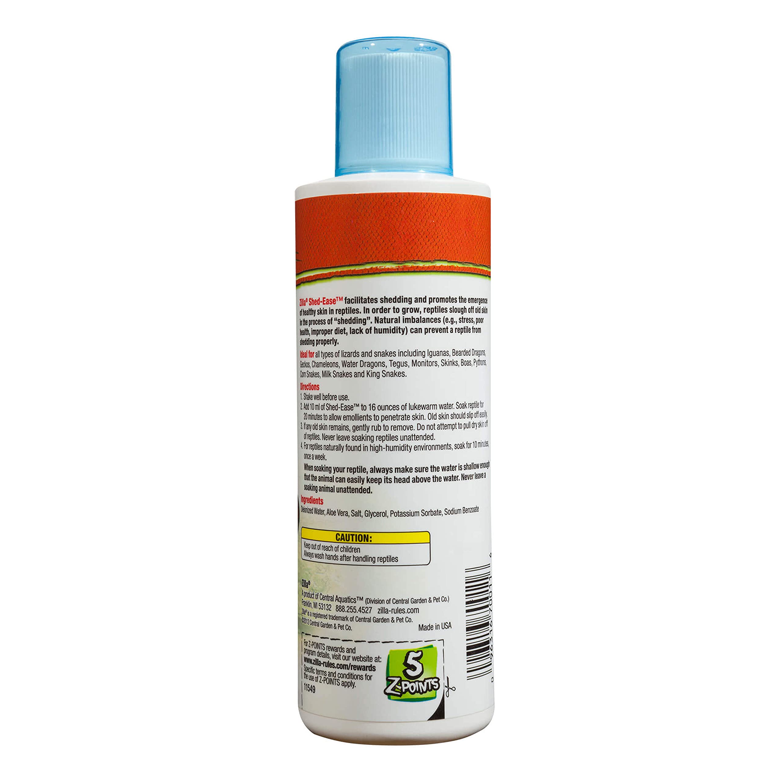Zilla Shed-Ease Reptile Bath Treatment For Pet Lizards And Snakes, 8-Ounce