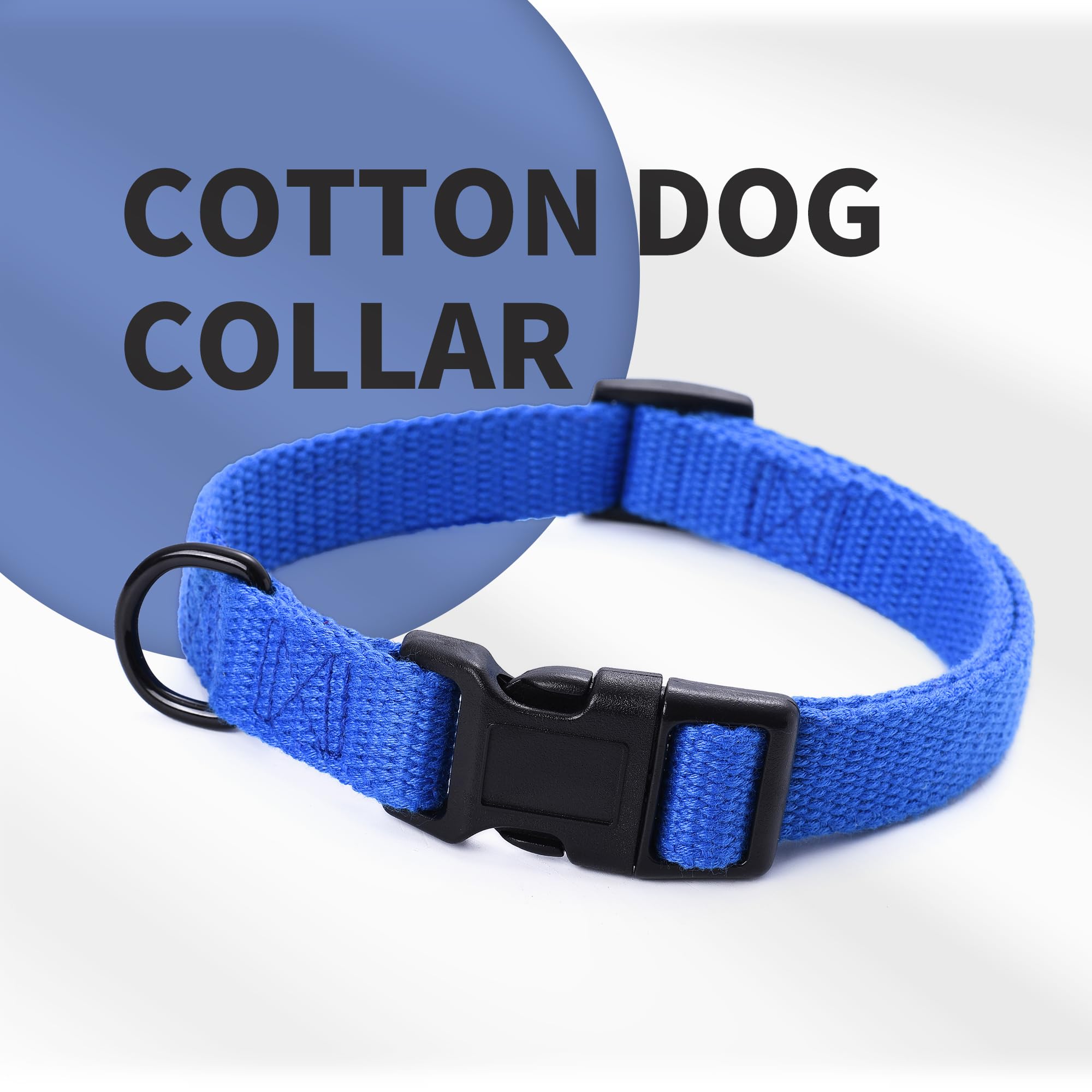 Mile High Life Soft & Strong Poly Cotton Adjustable Dog Collar With Quick Release Buckle For Small To Large Dogs(Blue, X-Small N