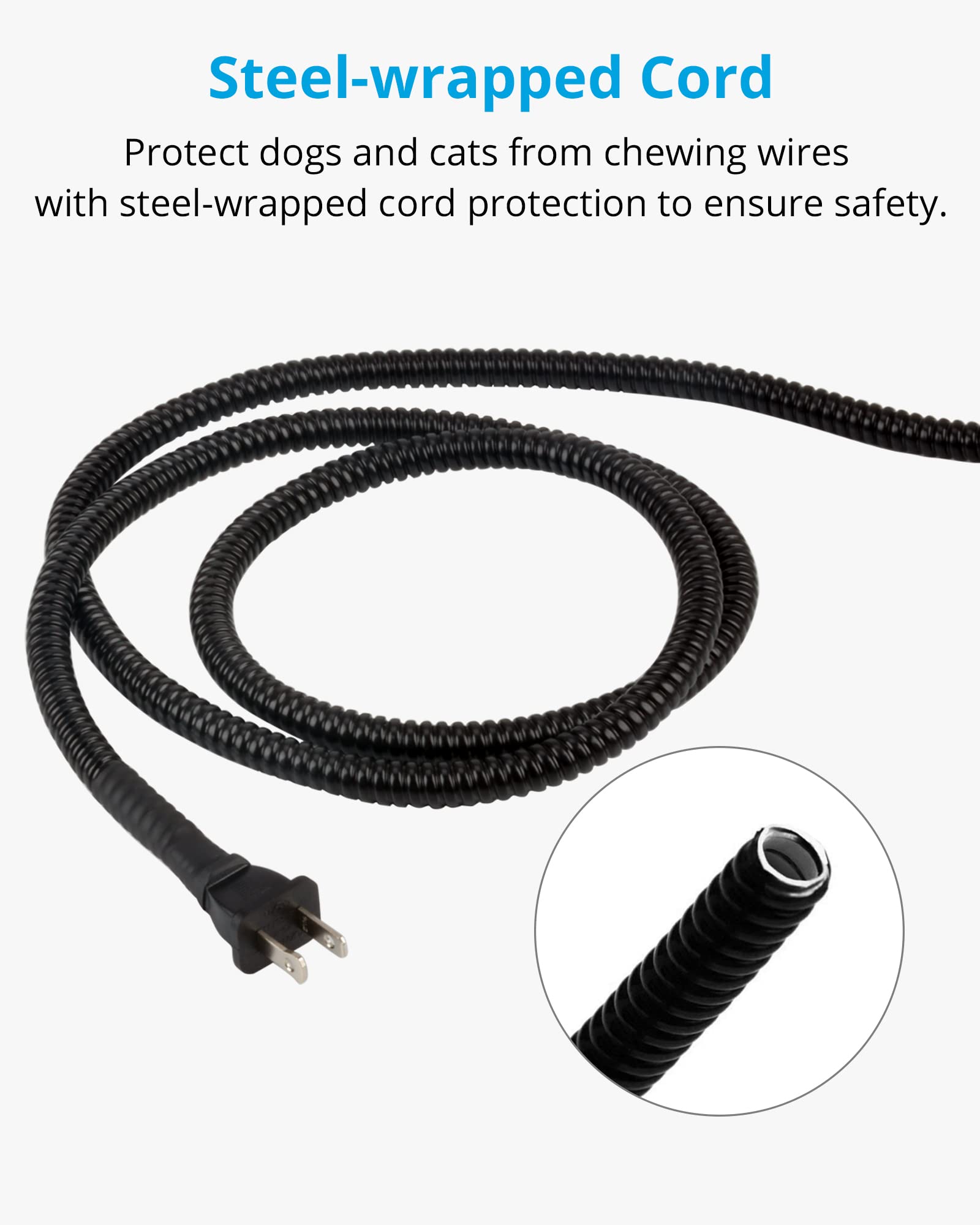 Nicrew Pet Heating Pad For Dogs And Cats, Heated Cat Bed With Steel-Wrapped Cord And Soft Fleece Cover, 17.7 X 15.7 In, 30 Watts