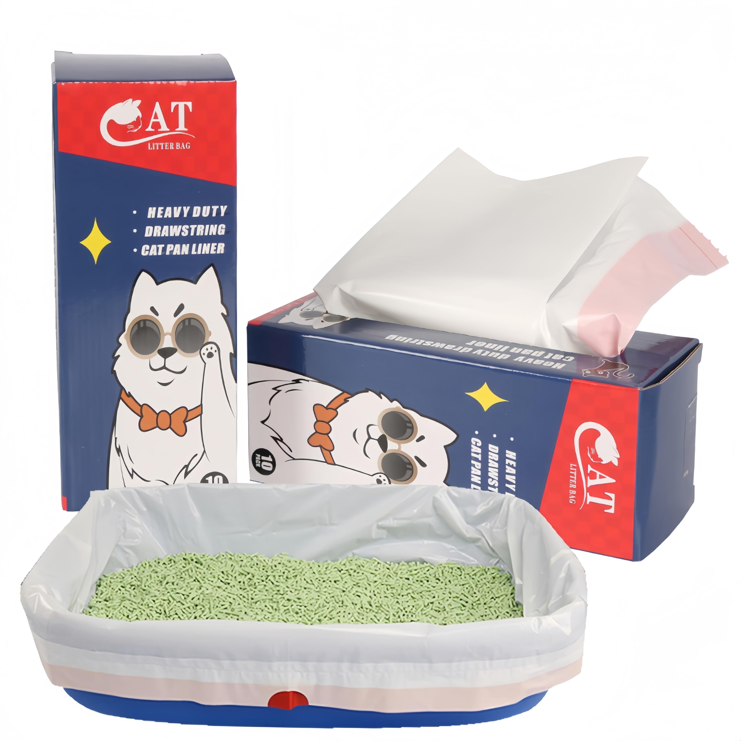 Home Wing Litter Box Liners Jumbo, 20 Count Cat Box Liners, Durability, Thickness,Handy Drawstring, Leak-Proof (2 Boxes/20 Count