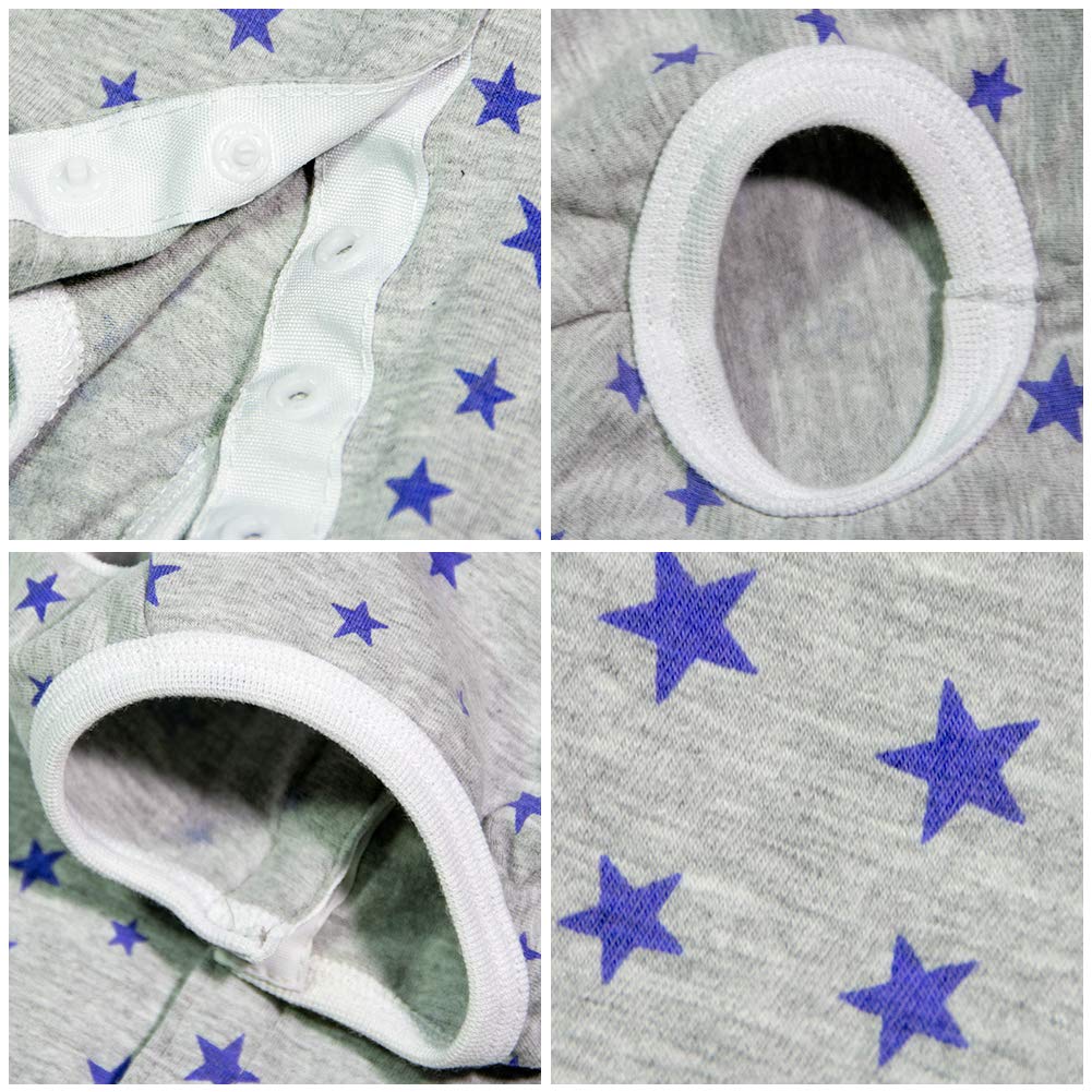 Kukaster Pet Dog’S Recovery Suit Post Surgery Shirt For Puppy, Wound Protective Clothes For Little Animals(Grey Stars-S)