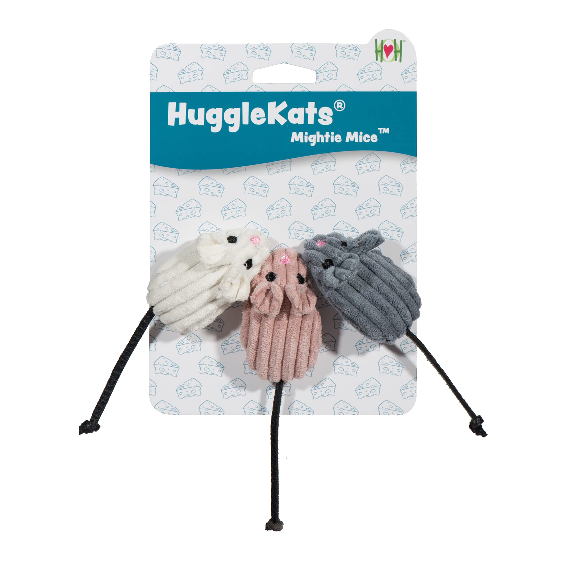 Hugglehounds Cat Toys  Mightie Mice (3 Pack)  Cat Enrichment Toys For Bored Indoor Cats, Perfect For Moving, Exercise, Biting
