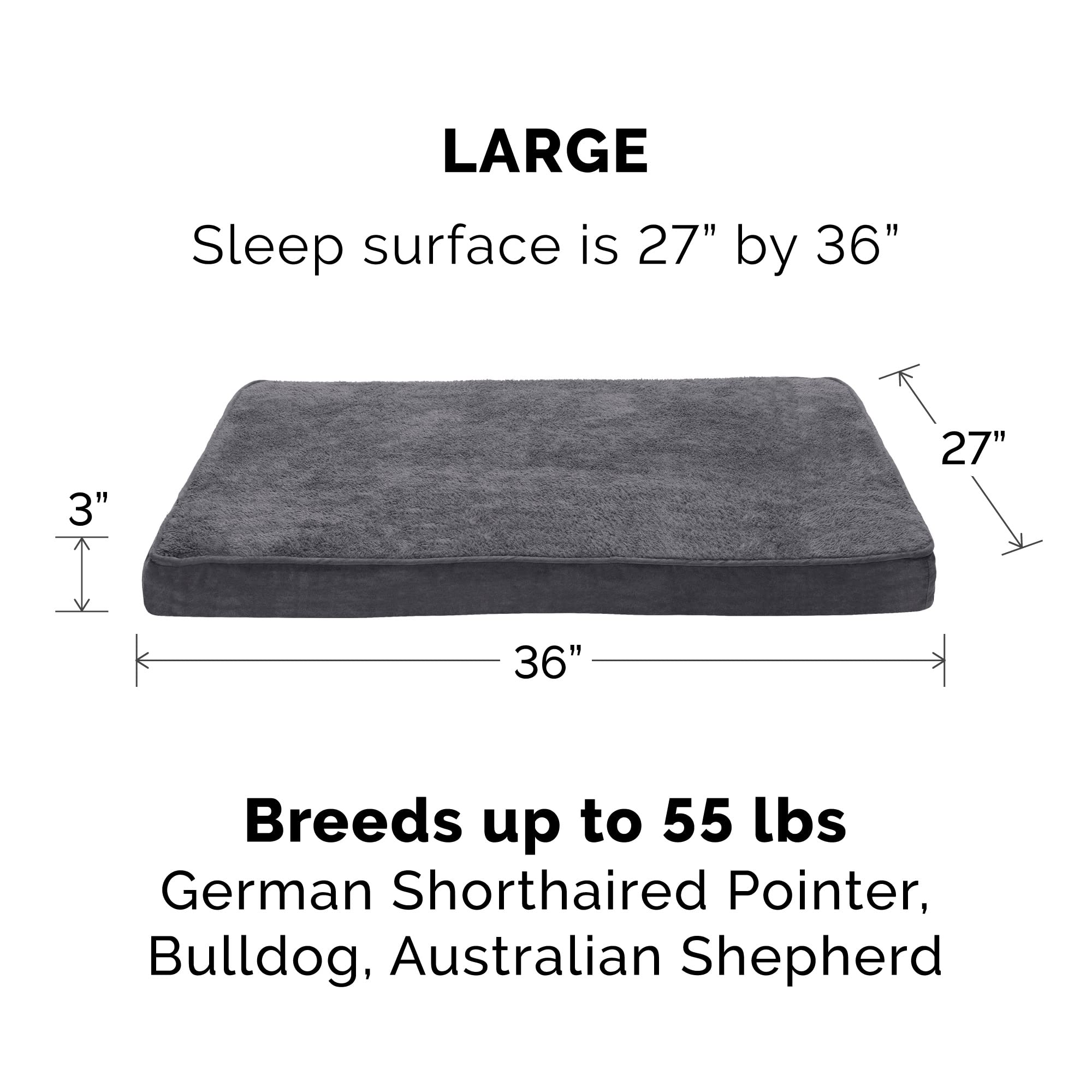 Furhaven Pet Products Terry & Suede Deluxe Cooling Gel Memory Foam Pet Bed For Dogs & Cats - Gray, Large
